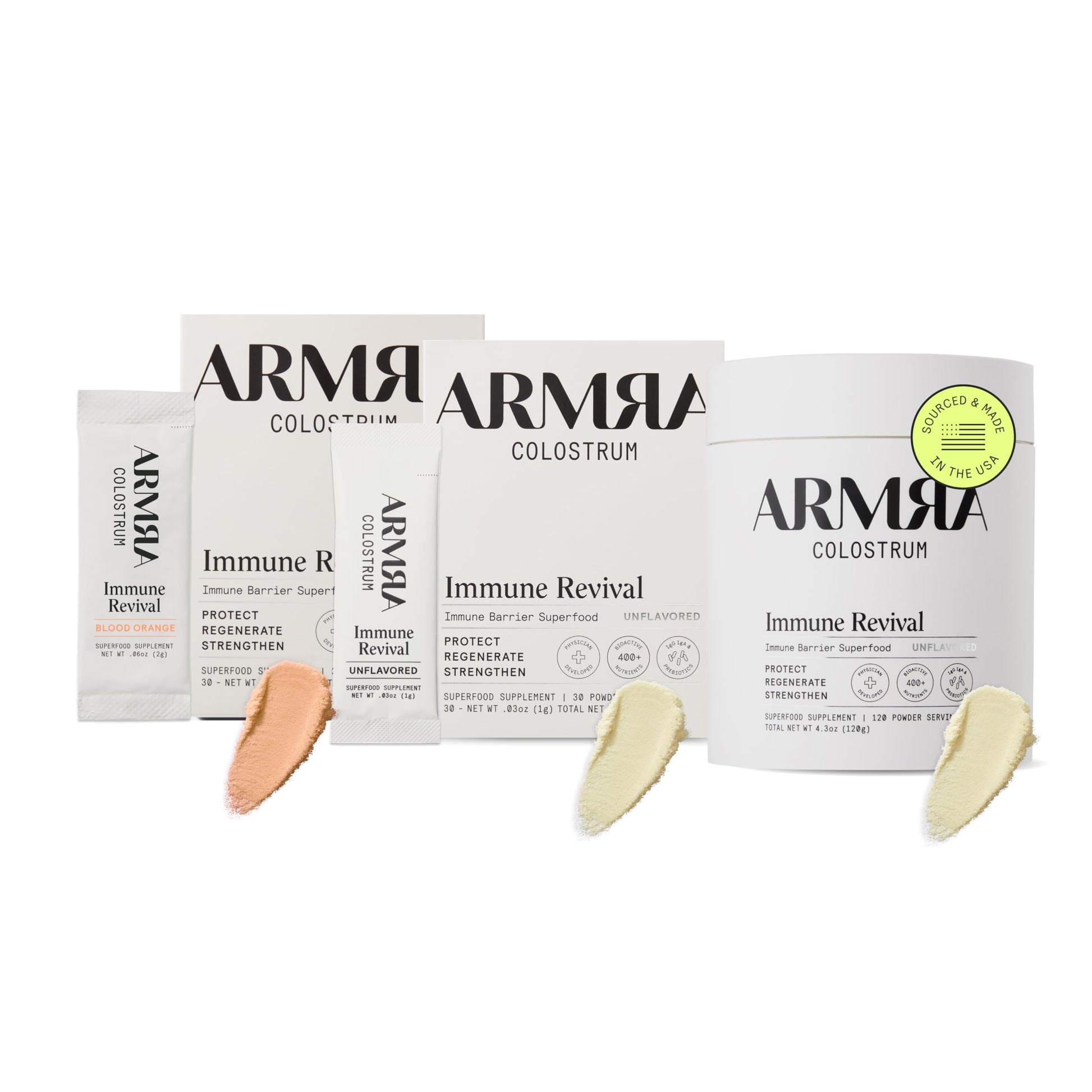 ARMRA Colostrum™ Premium Powder, Grass Fed, Gut Health Bloating Immunity Skin & Hair, Contains 400+ Bioactive Nutrients, Keto, Gluten & Fat Free (Blood Orange, Unflavored Bundle | 180 Servings) ARMRA uk supplements