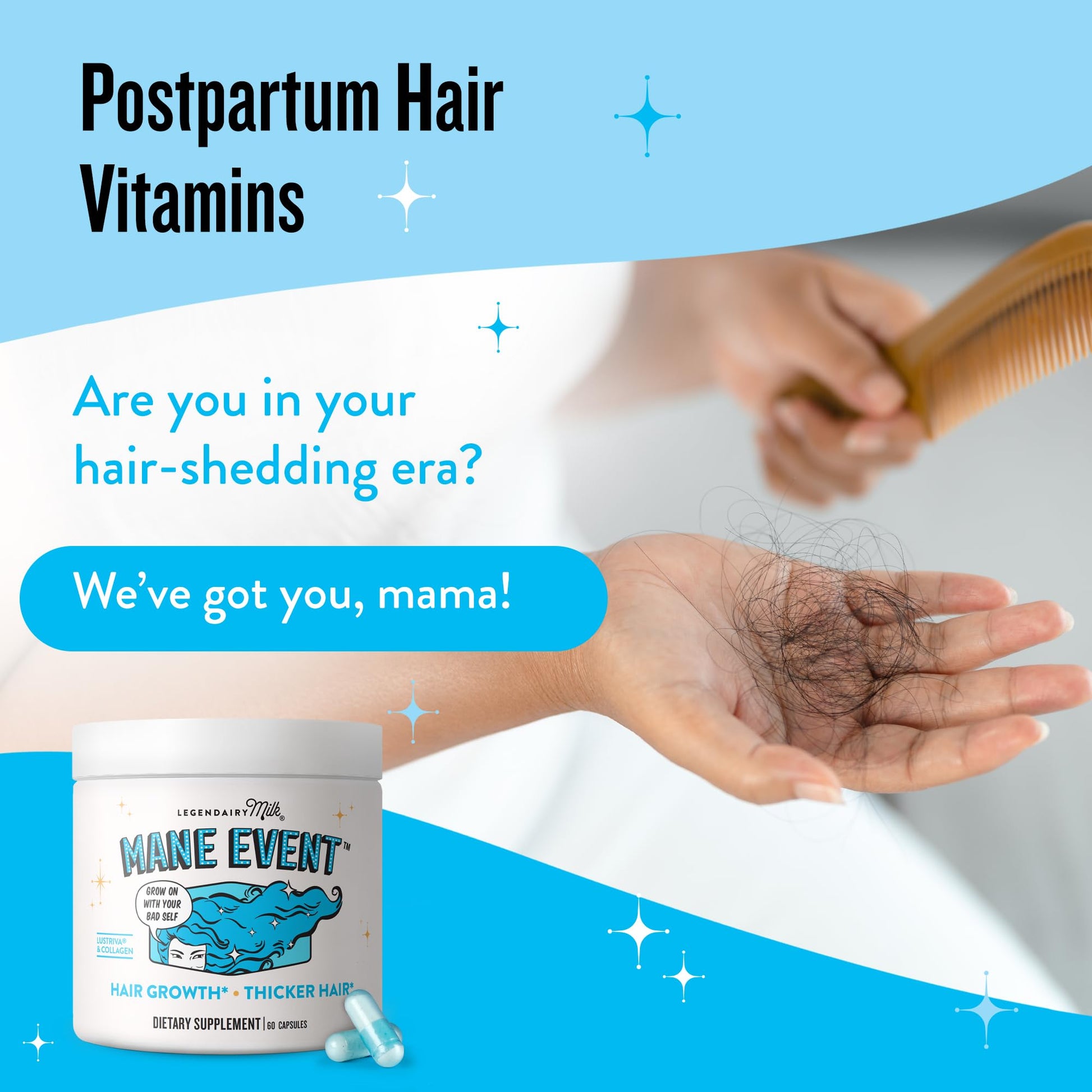 Legendairy Milk Hair Growth Vitamins for Women - Biotin for Hair Growth with Collagen & Lustriva, Hair Loss Products & Supplements for Thinning, Thicker, Fuller, Stronger Skin & Nails, Mane Event™ Legendairy Milk uk supplements