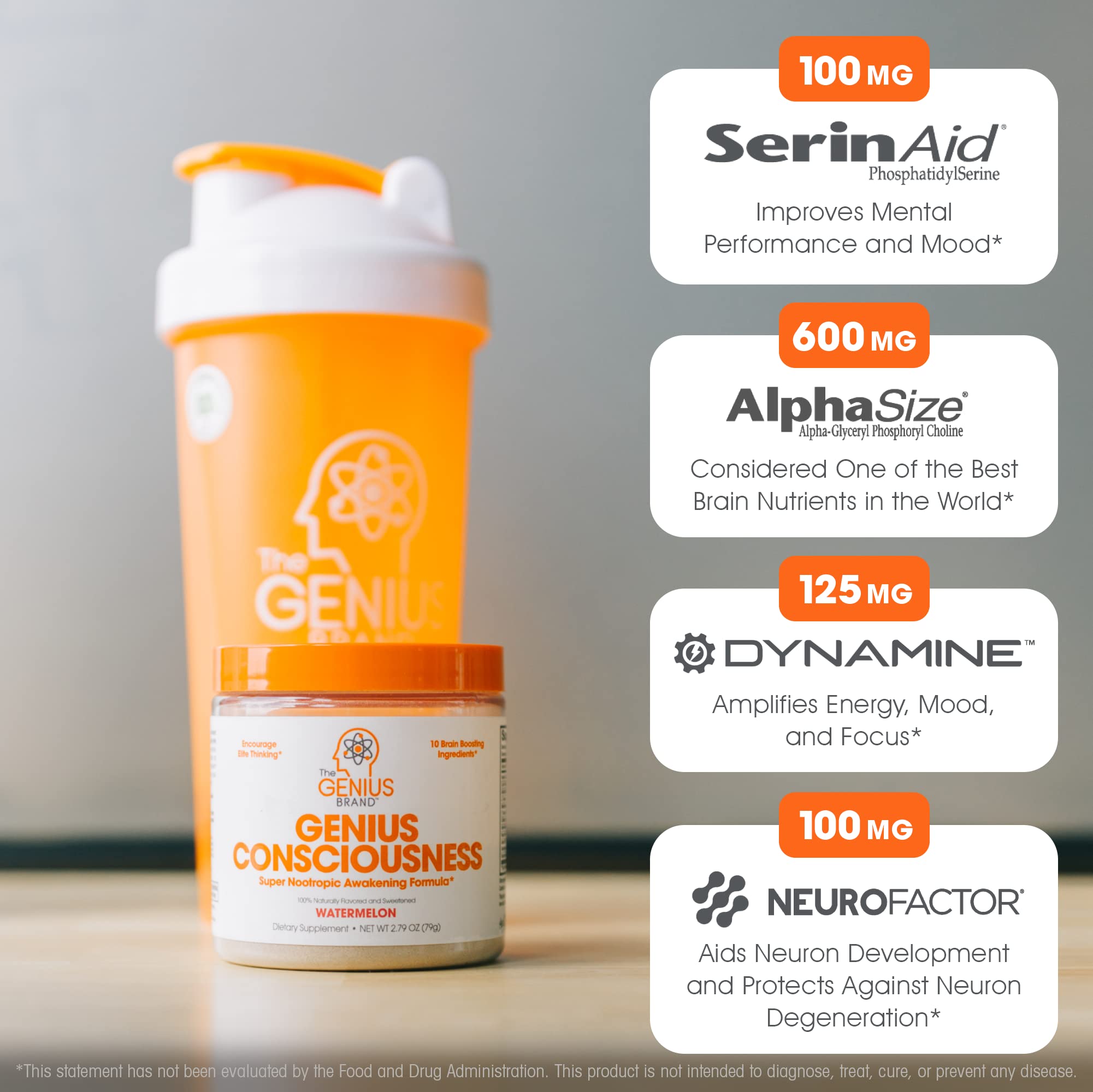 Genius Consciousness, Super Nootropic Brain Supplement Powder, Watermelon The Genius Brand uk supplements
