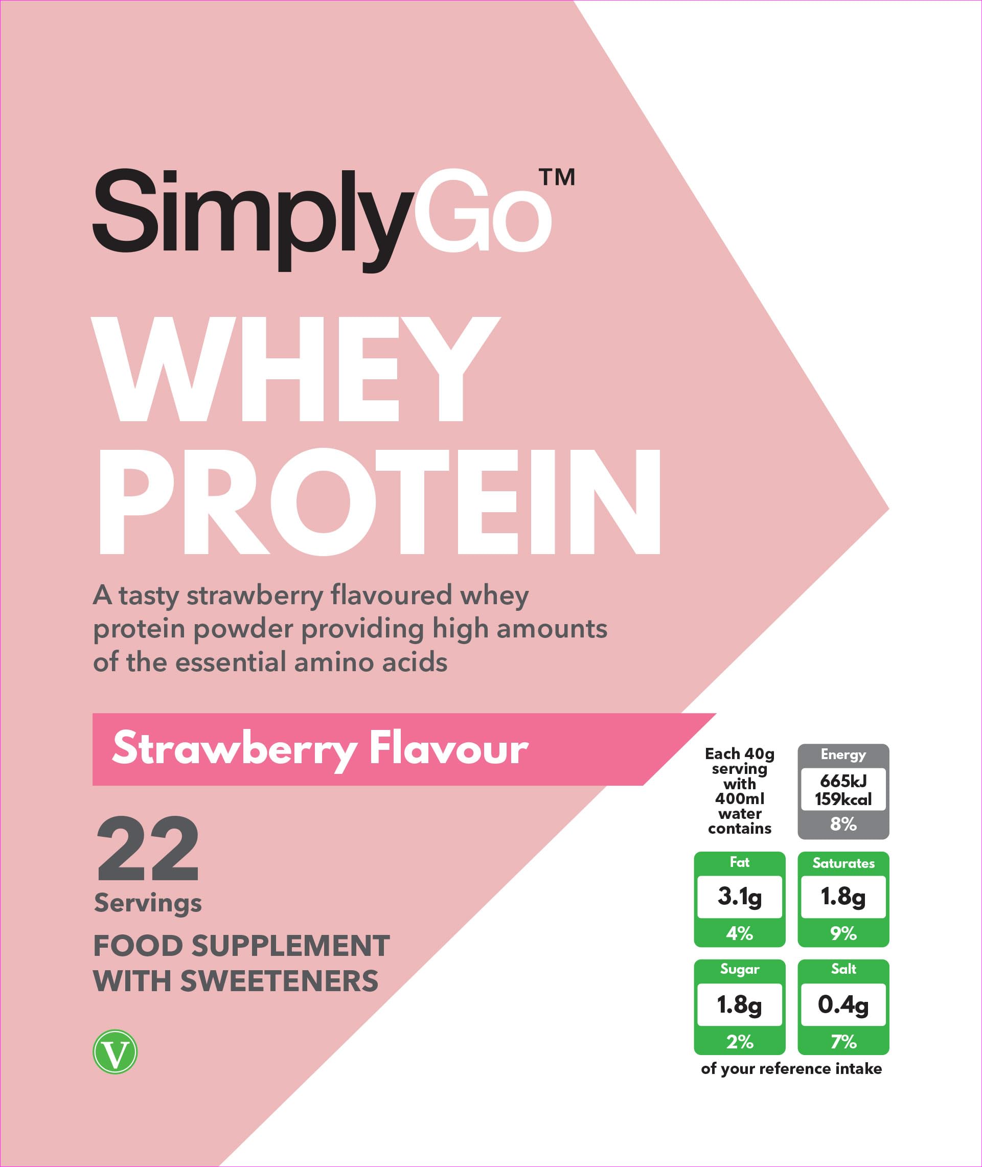 SimplyGo Whey Protein Powder | 900g | Simply Add 30g to Water, Juice or Shakes Simply Supplements uk supplements