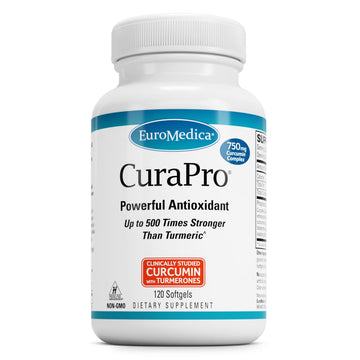 EuroMedica CuraPro 750 mg - Liver, Heart & Brain Health Support - Turmeric Essential Oil for Immune System & Antioxidant Support - Up to 500x Stronger Than Turmeric - Non-GMO - 120 Softgels EuroMedica uk supplements