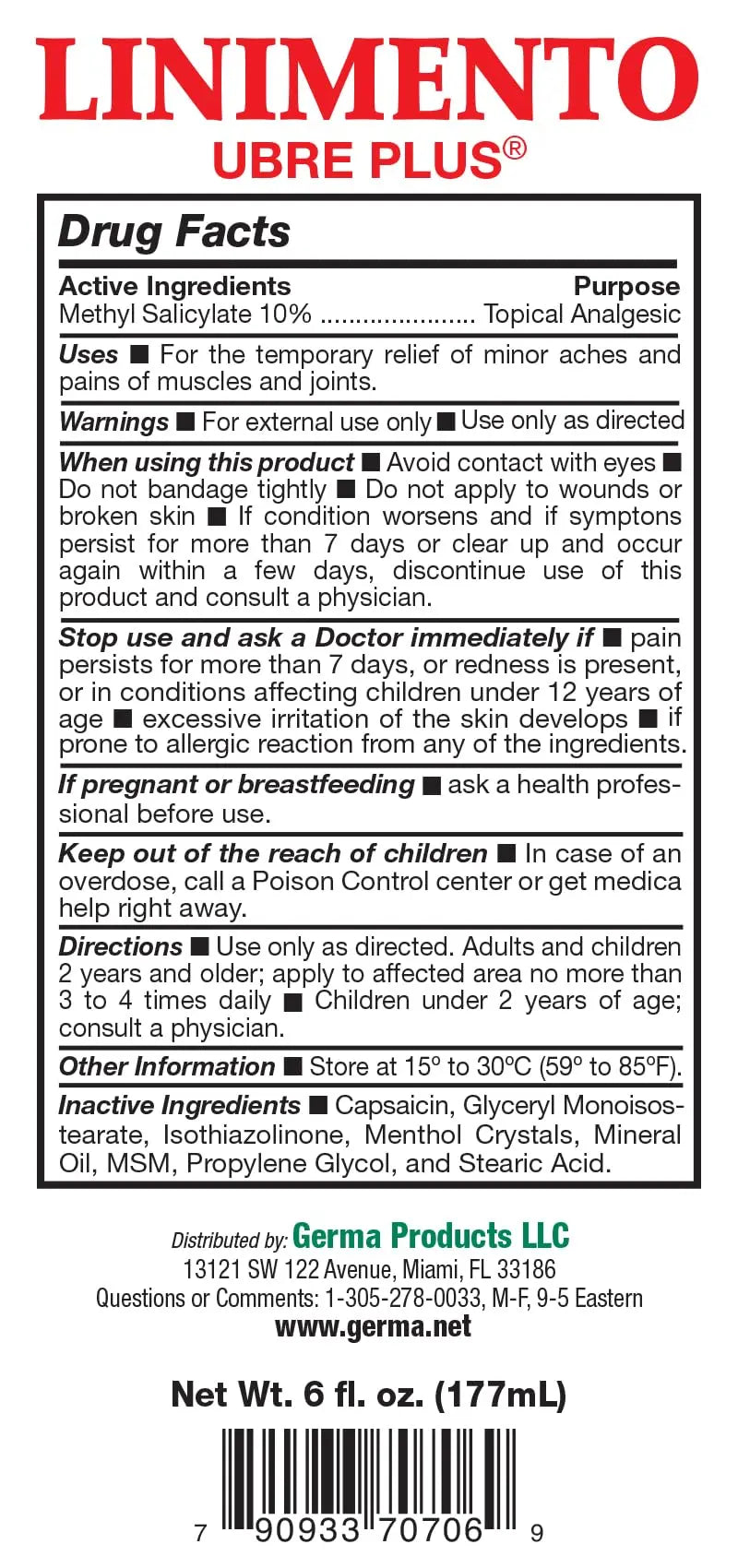 Germa Liniment Udder Plus. Natural Topical Analgesic Ointment. Relief for Pain and Aches in Joints and Back. With Chile Extract. 6 oz. Pack of 3 Germa uk supplements