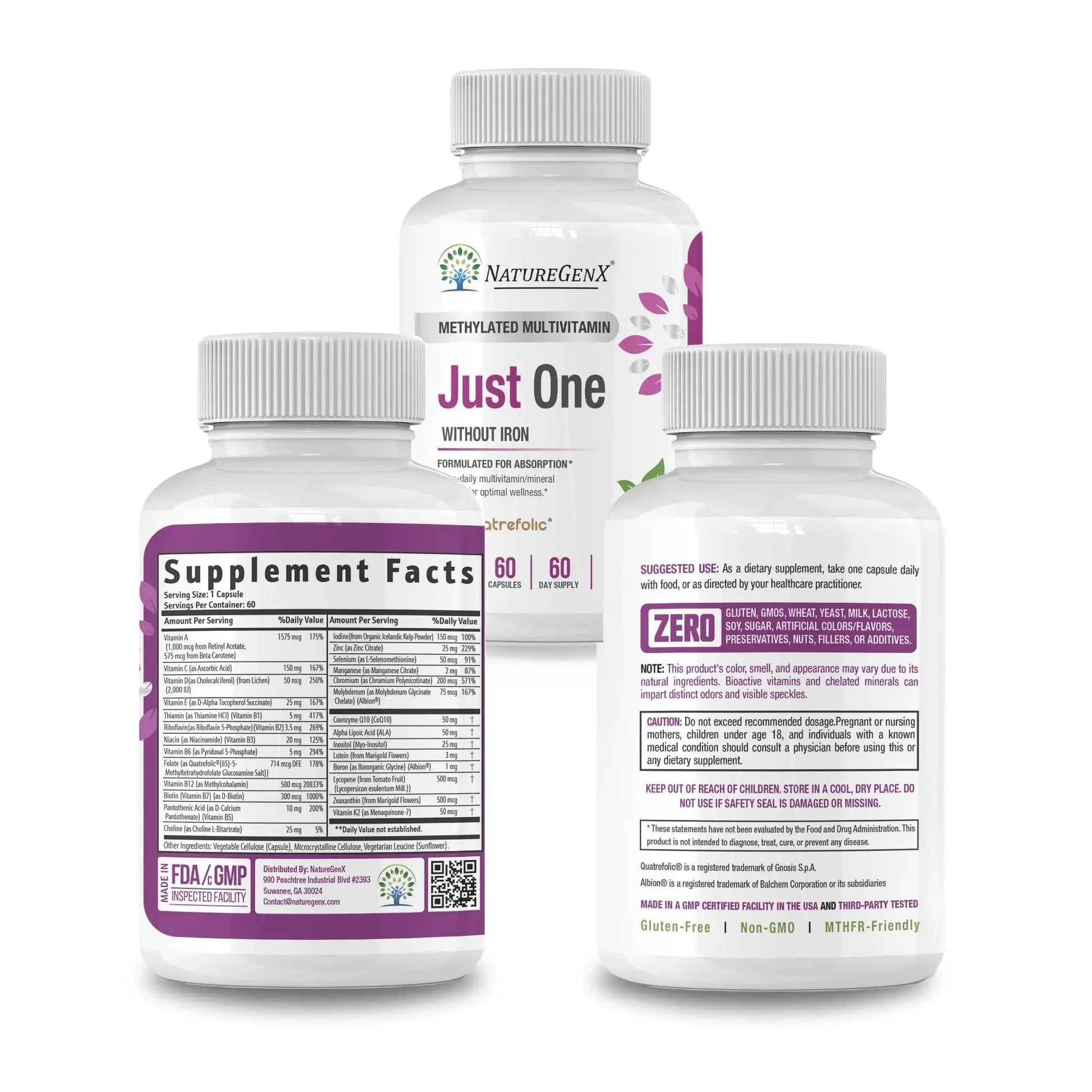 NatureGenX Just One Daily Methylated Multivitamin - 60 Caps Pure Methyl B12, Methylfolate MTHFR Support Supplement Iron Free Methylated Vitamins NatureGenX uk supplements