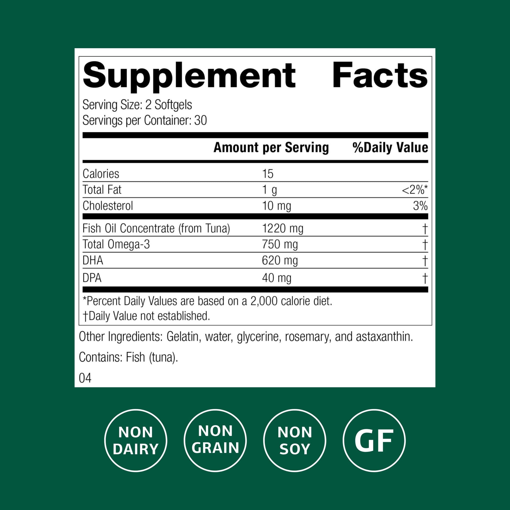 Standard Process Olprima DHA - Omega-3 Supplement for Heart & Brain Health - Gluten-Free, Non-Dairy & Non-Soy - 60 Softgels (30 Servings) Standard Process Inc. uk supplements