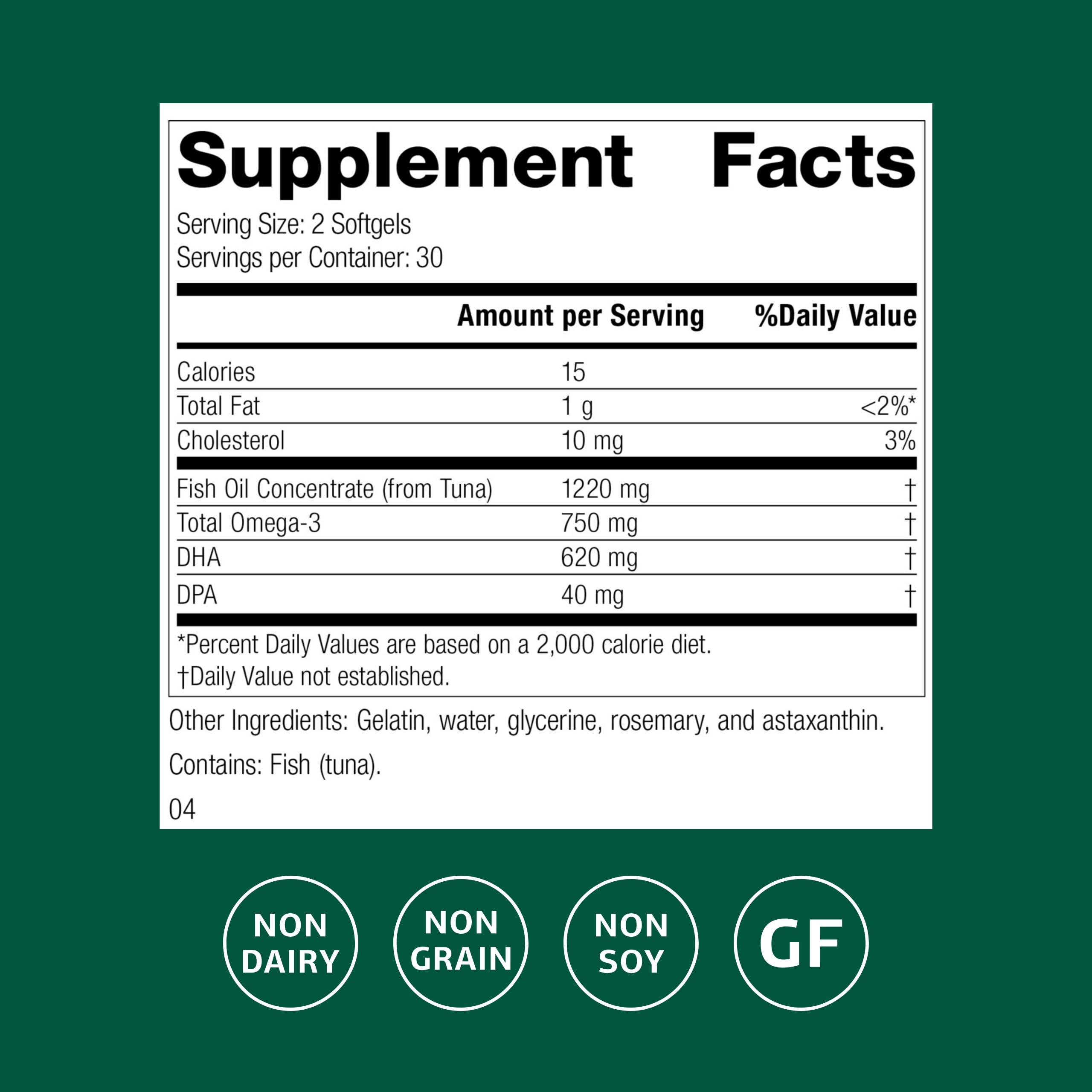 Standard Process Olprima DHA - Omega-3 Supplement for Heart & Brain Health - Gluten-Free, Non-Dairy & Non-Soy - 60 Softgels (30 Servings) Standard Process Inc. uk supplements