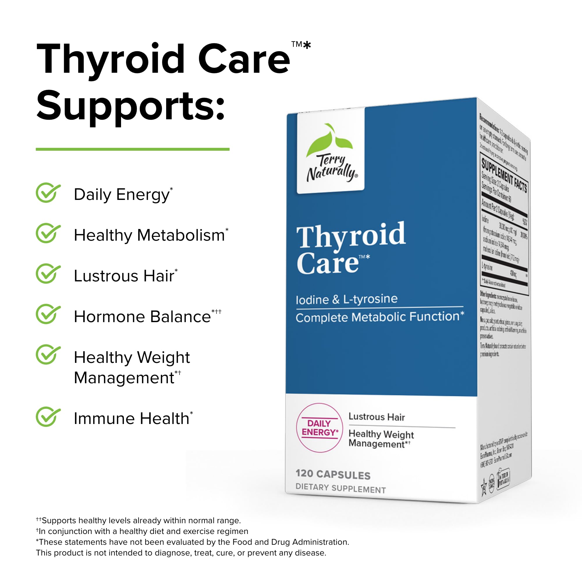 Terry Naturally Thyroid Care - 120 Capsules - Complete Metabolic Function - with Iodine Terry Naturally uk supplements