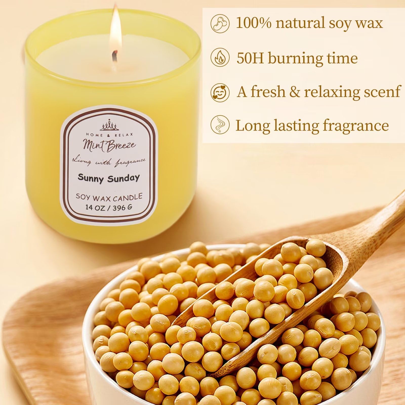 HOME & RELAX 14oz Scented Soy Wax Candle,Big Candle, More Than 80 Hours Long Lasting Burning time HOME & RELAX uk supplements