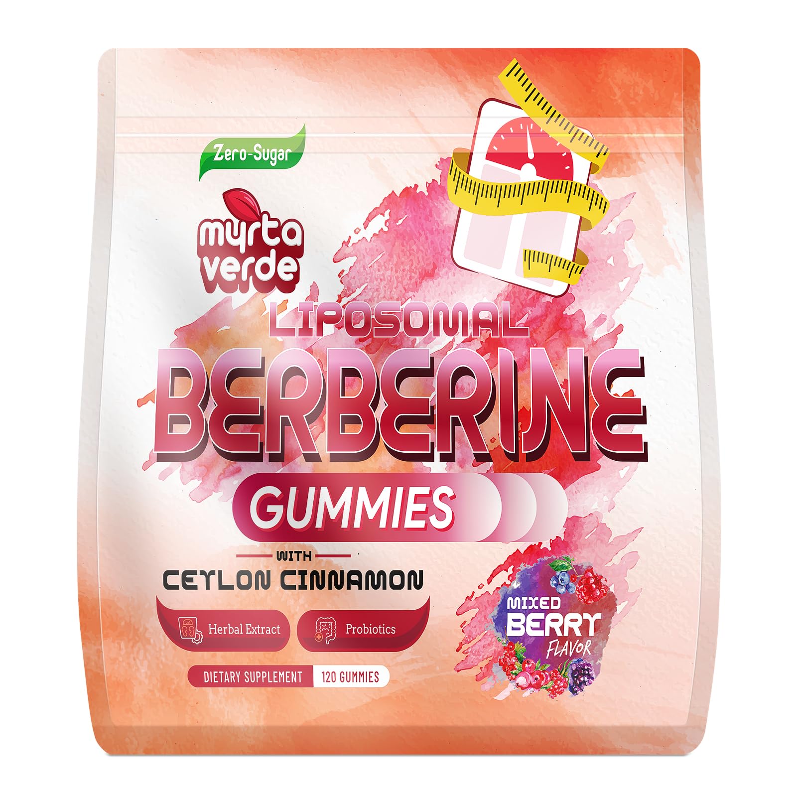 2000mg Liposomal Berberine Supplement Gummies | High Potency Berberine HCI Activates AMPK with Ceylon Cinnamon | Advanced Absorption | Zero Sugar Mixed-Berry | 120 Count Myrtaverde uk supplements