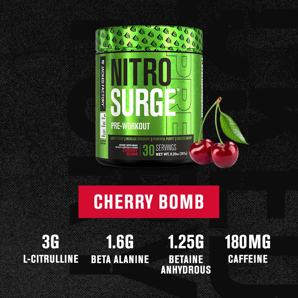 NITROSURGE Pre Workout Supplement - Endless Energy, Instant Strength Gains Jacked Factory uk supplements