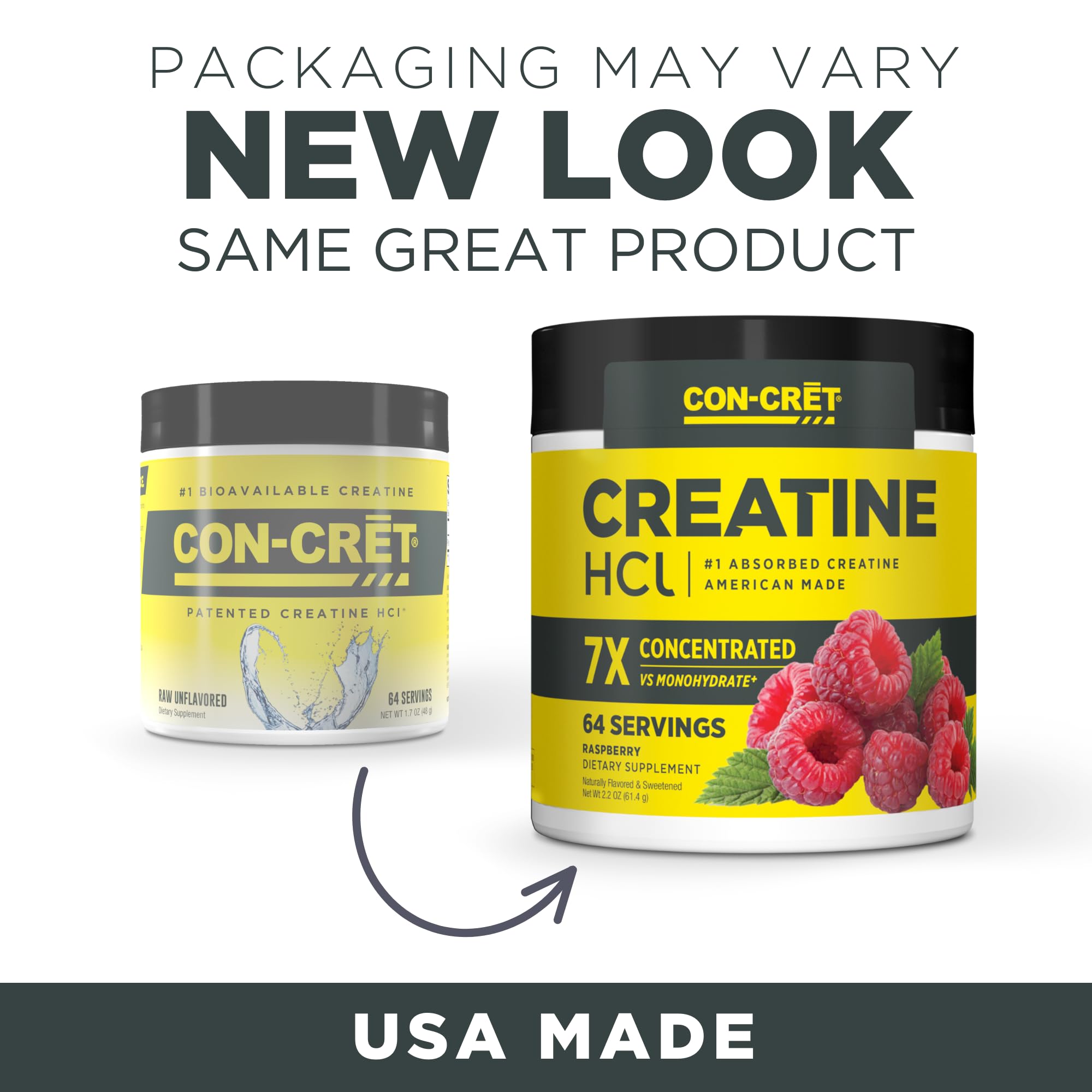 CON-CRET Creatine HCl Powder | Muscle, Cognitive, Cellular Energy Support | No Bloating or Cramps | USA Made & NSF Certified | Raspberry (64 Serving) CON-CRET uk supplements