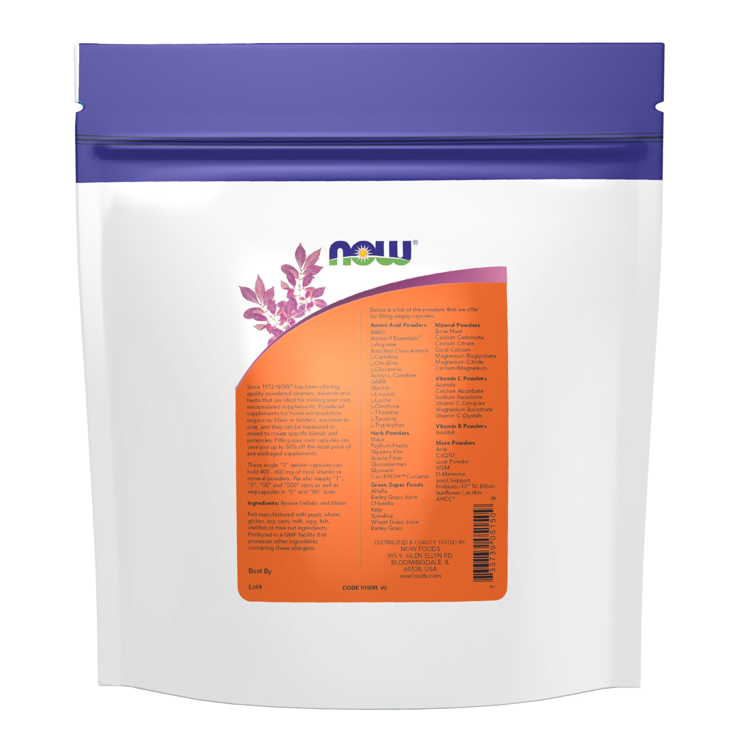 NOW Foods Supplements, Empty Gelatin Capsules, Single "0", Bovine Sourced, Filled by Weight, 1,000 Gel Capsules NOW Foods uk supplements