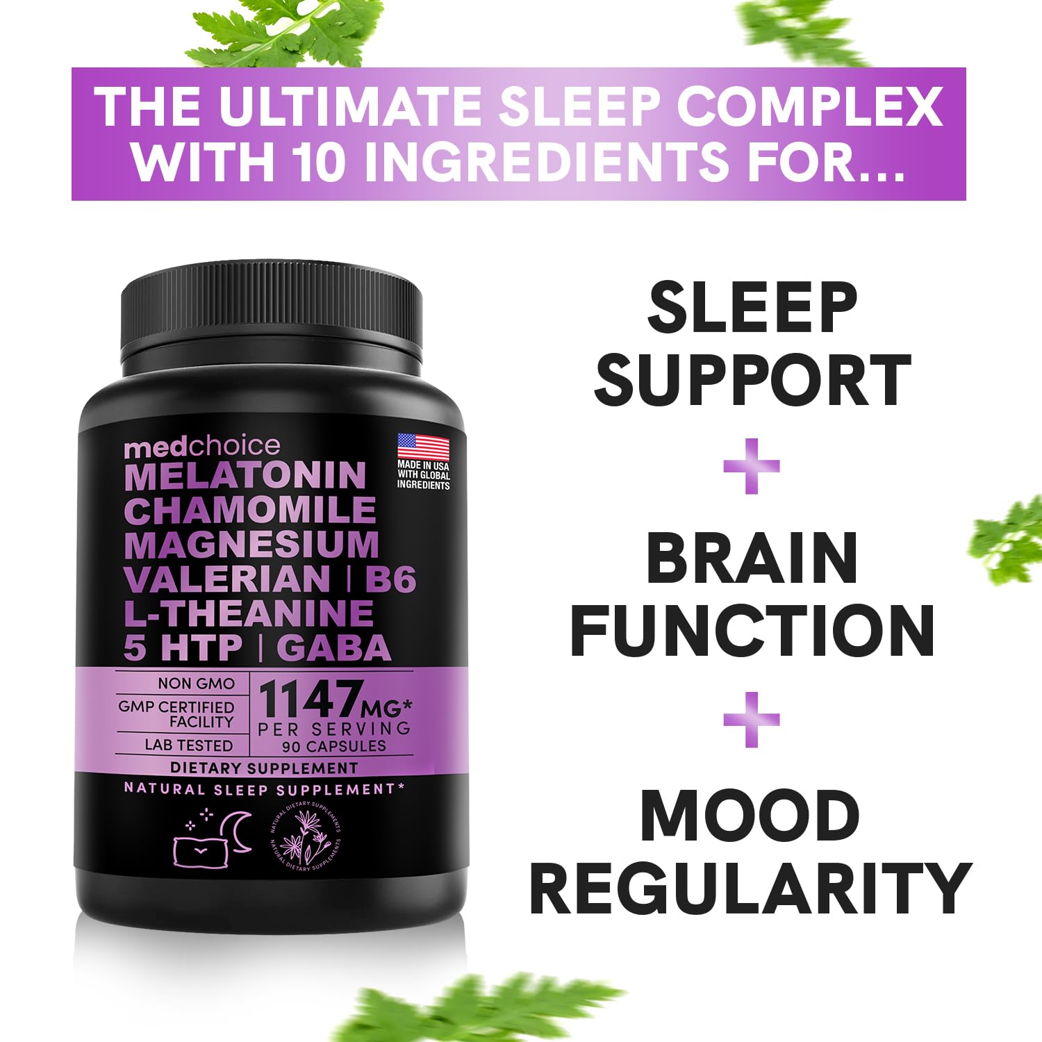 10-in-1 Melatonin Capsules - Melatonin 5mg Natural Sleep Aid for Adults MEDCHOICE uk supplements