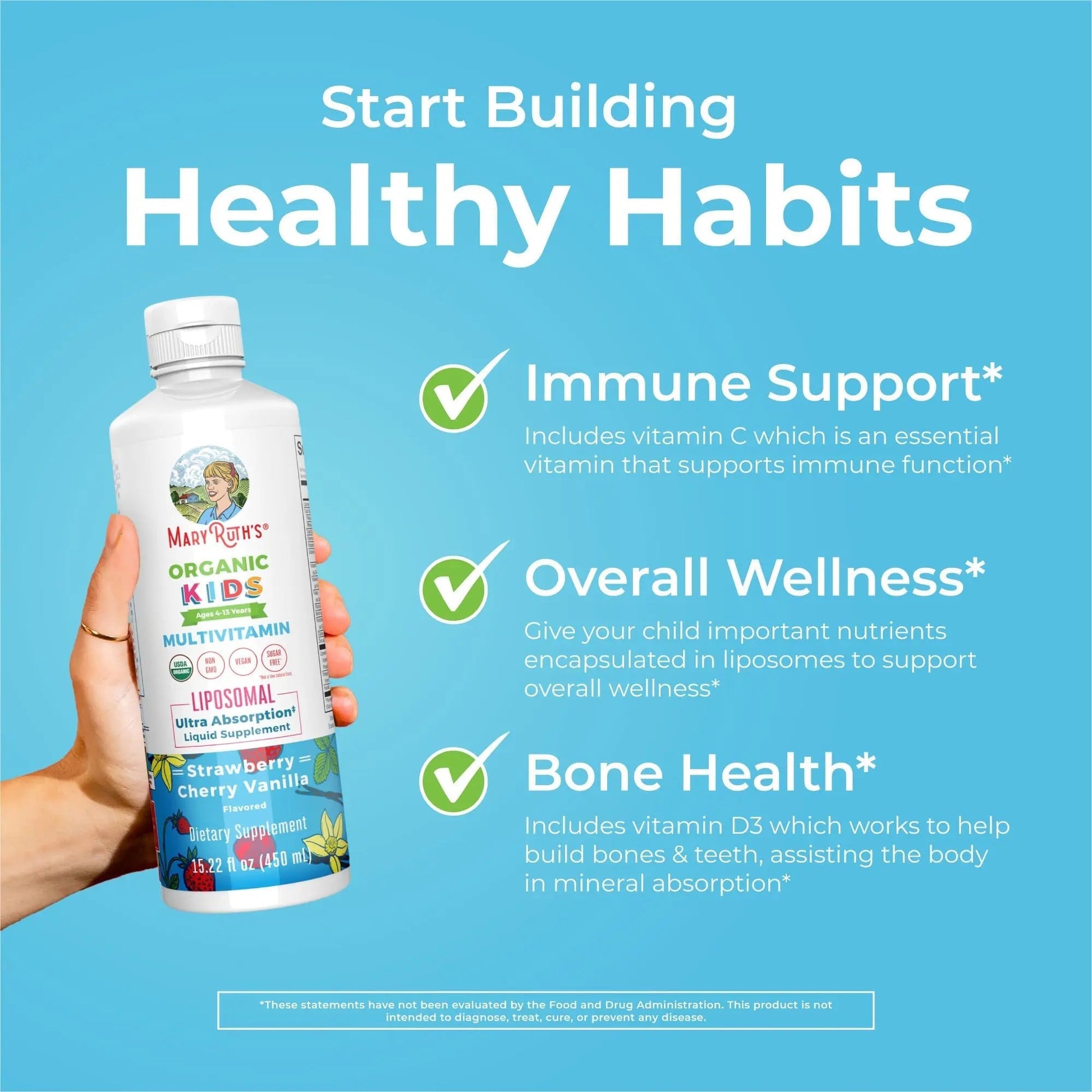 MaryRuth Organics Kids Multivitamin Liposomal (Strawberry Cherry & Vanilla) & Vitamin D3 Liposomal (Mixed Berry) Clean Label Project Verified MARYRUTH'S uk supplements