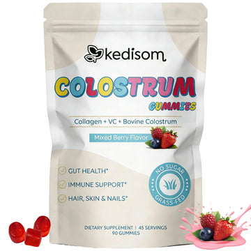 KEDISOM Colostrum Gummies, Grass Fed Colostrum Supplement, 90 Bovine Colostrum Gummies, 45 Servings, Mixed Berry, Sugar-Free KEDISOM uk supplements