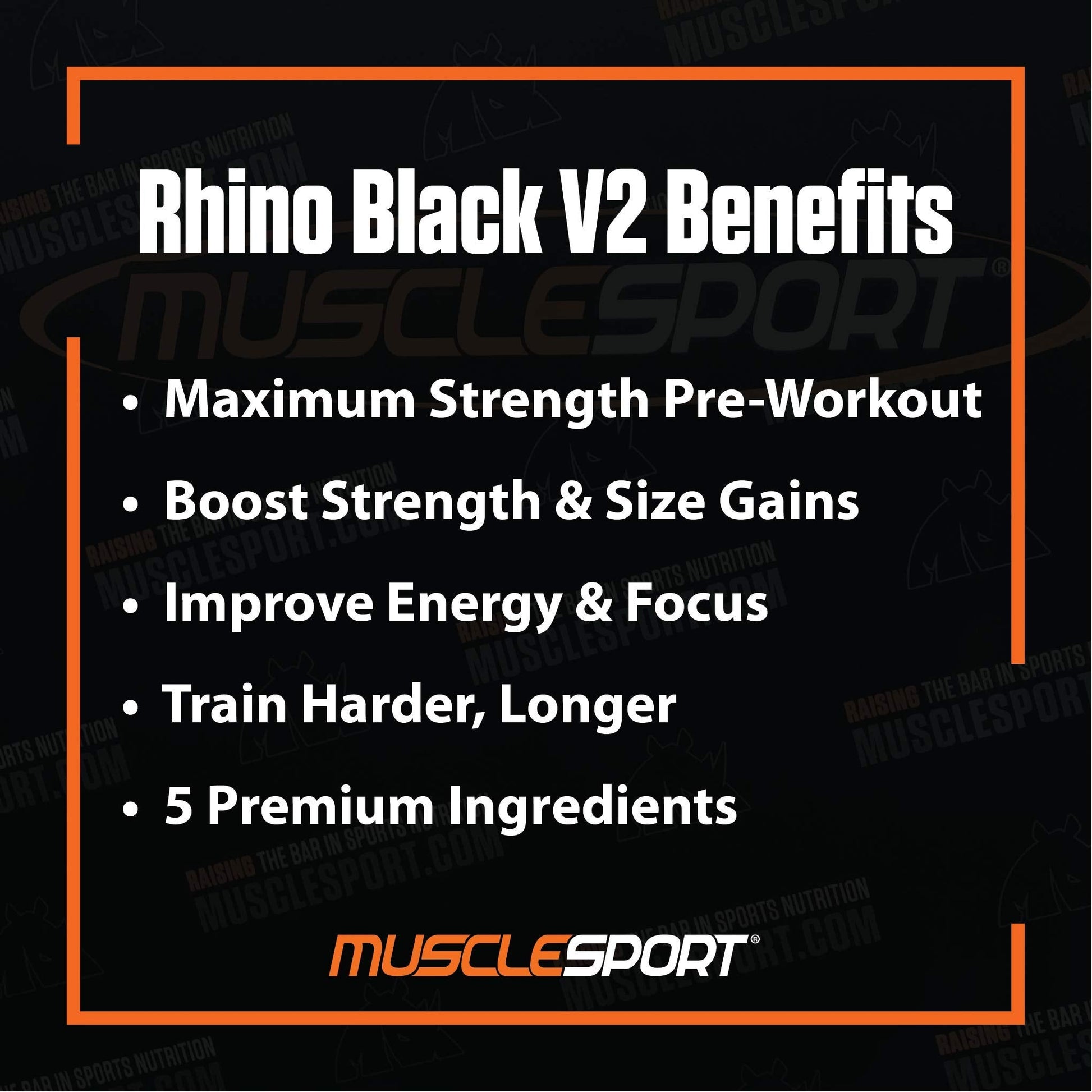 Rhino Black Pre Workout V2 - Preworkout Powder Supplement for Men & Women Musclesport uk supplements