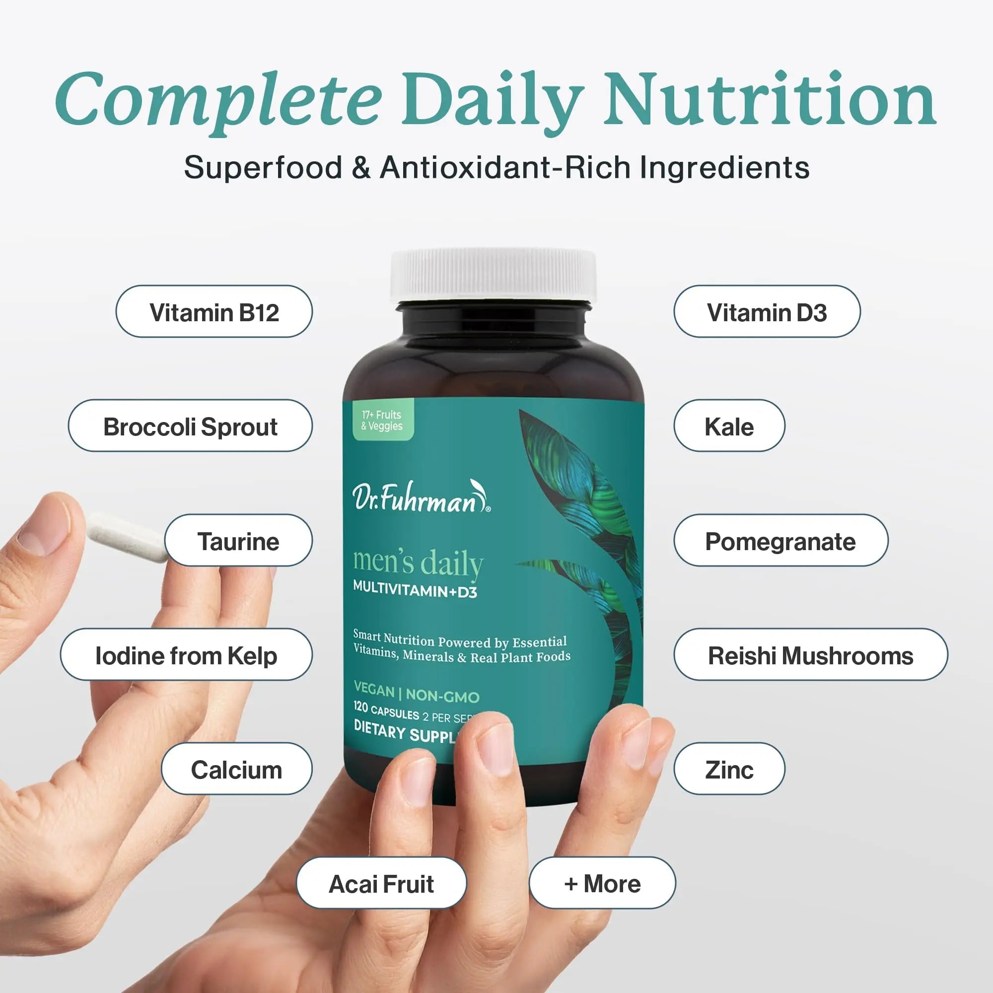 Dr. Fuhrman 2 Month Supply Multivitamin for Men + D3 Vitamin for Immune Support | Vegan Formula Womens Multivitamin with B12 & Zinc | Dr. Fuhrman uk supplements