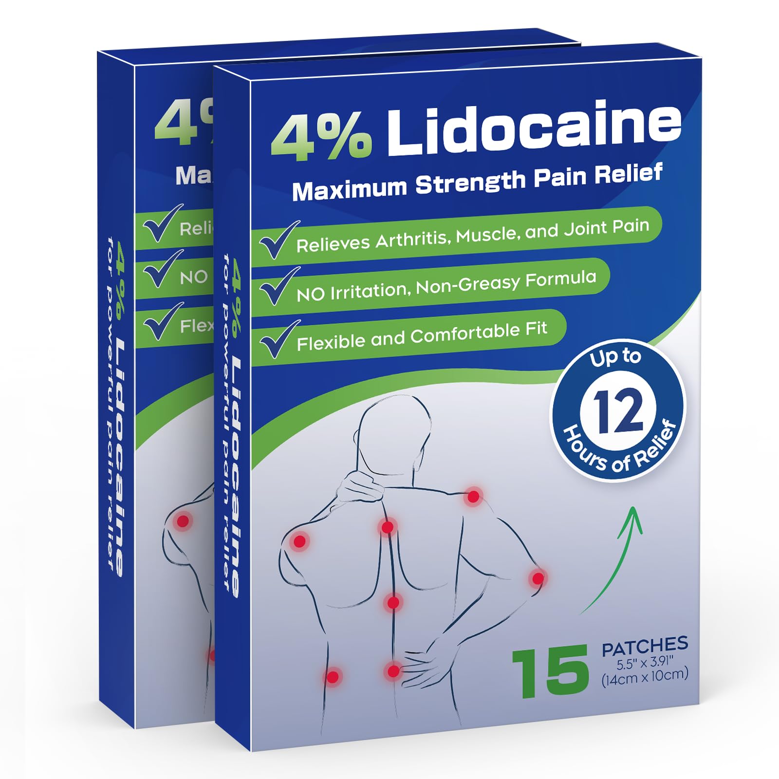 Uposiut 4% Lidocaine Pain Relief Patches 30 Count – Maximum Strength, 12 Hour Long Lasting, Flexible & Low Odor, for Back, Neck, Knee & Shoulder - 002AB Uposiut uk supplements