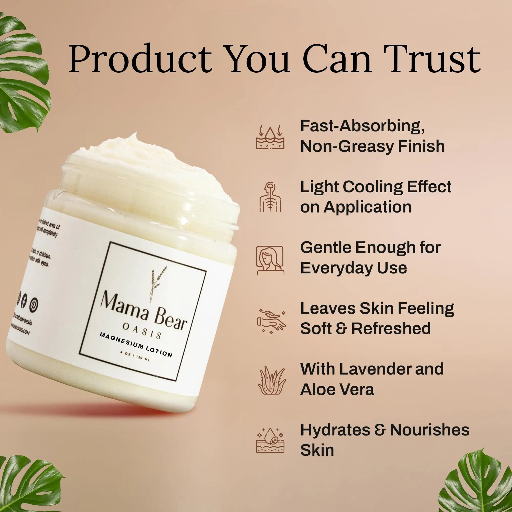 Mama Bear Oasis Lotion - Magnesium Cream - Lavender Magnesium Lotion for Foot, Hands, Legs, Toes Includes Arnica, Vitamin B6, Aloe Vera, MSM (Pack of 2) Mama Bear Oasis uk supplements