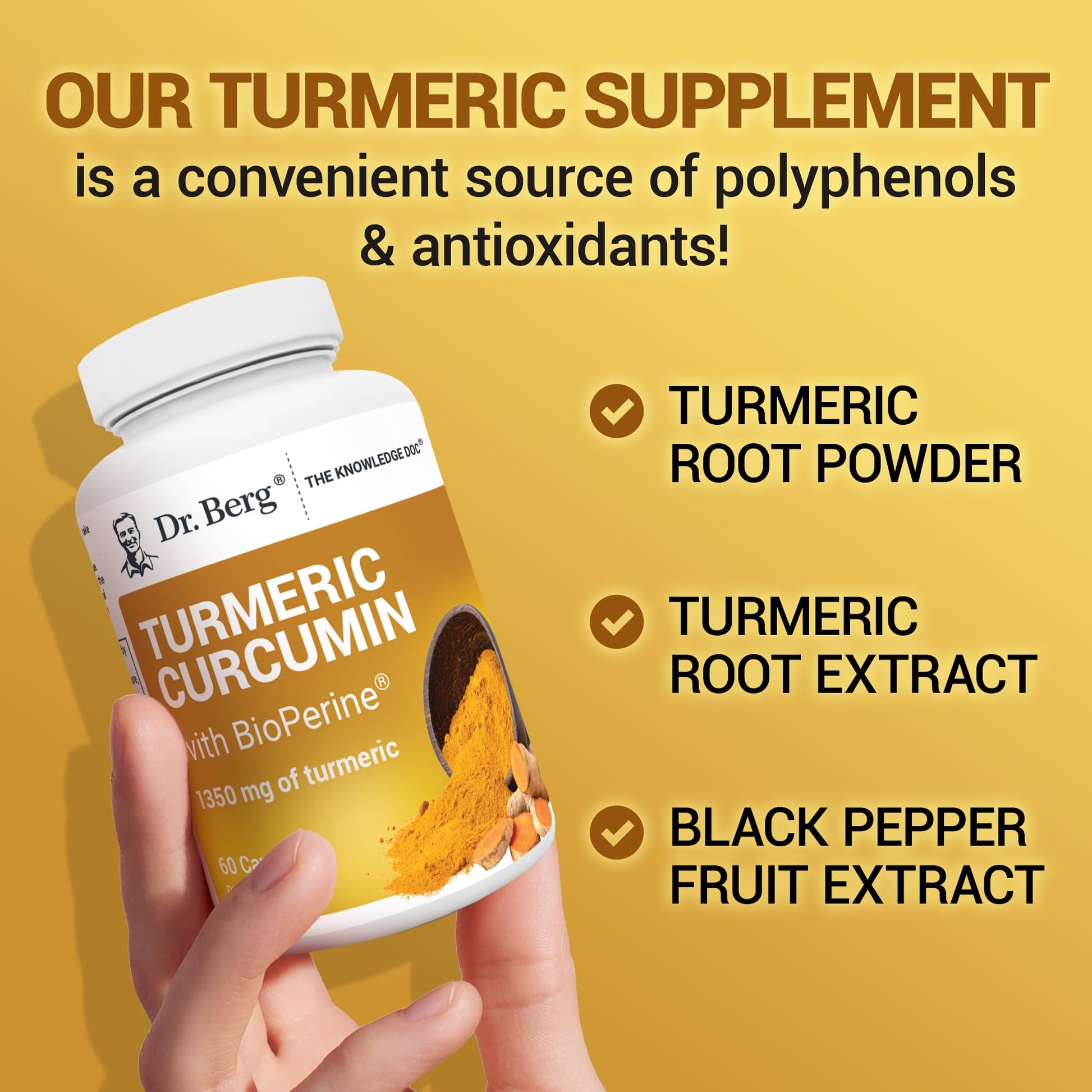 Dr. Berg (Only 2 Per Day) Turmeric Supplement with Black Pepper (BioPerine) - 1350 mg Turmeric Curcumin Supplement with 95% Curcuminoids – Turmeric Curcumin with Black Pepper – 60 Turmeric Capsules Dr. Berg Nutritionals uk supplements