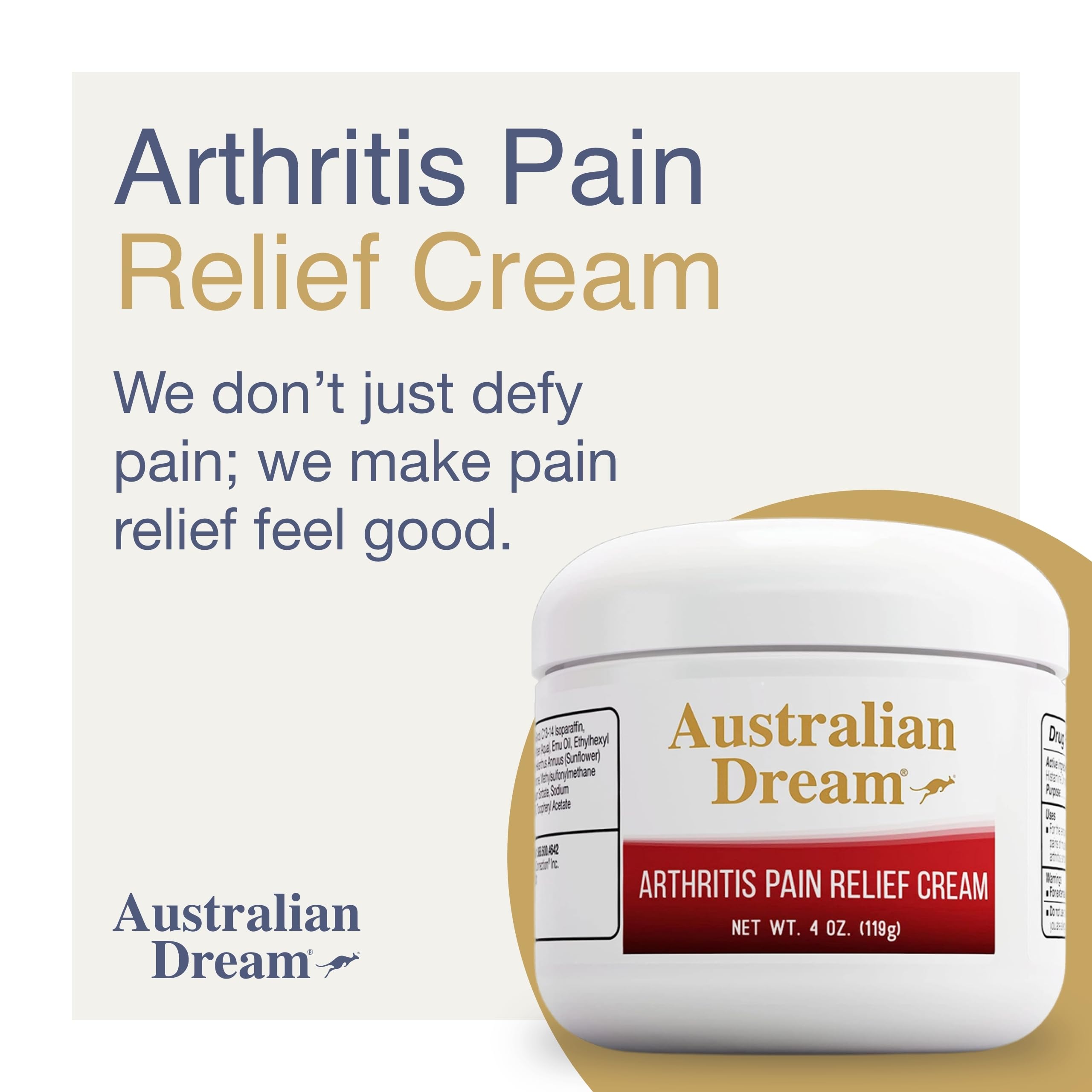 Australian Dream Arthritis Pain Relief Cream - Soothing & Non-Greasy - Powerful Topical Arthritis Pain Relief - Good for Muscle Aches or Joints - 4 oz Jar Australian Dream uk supplements