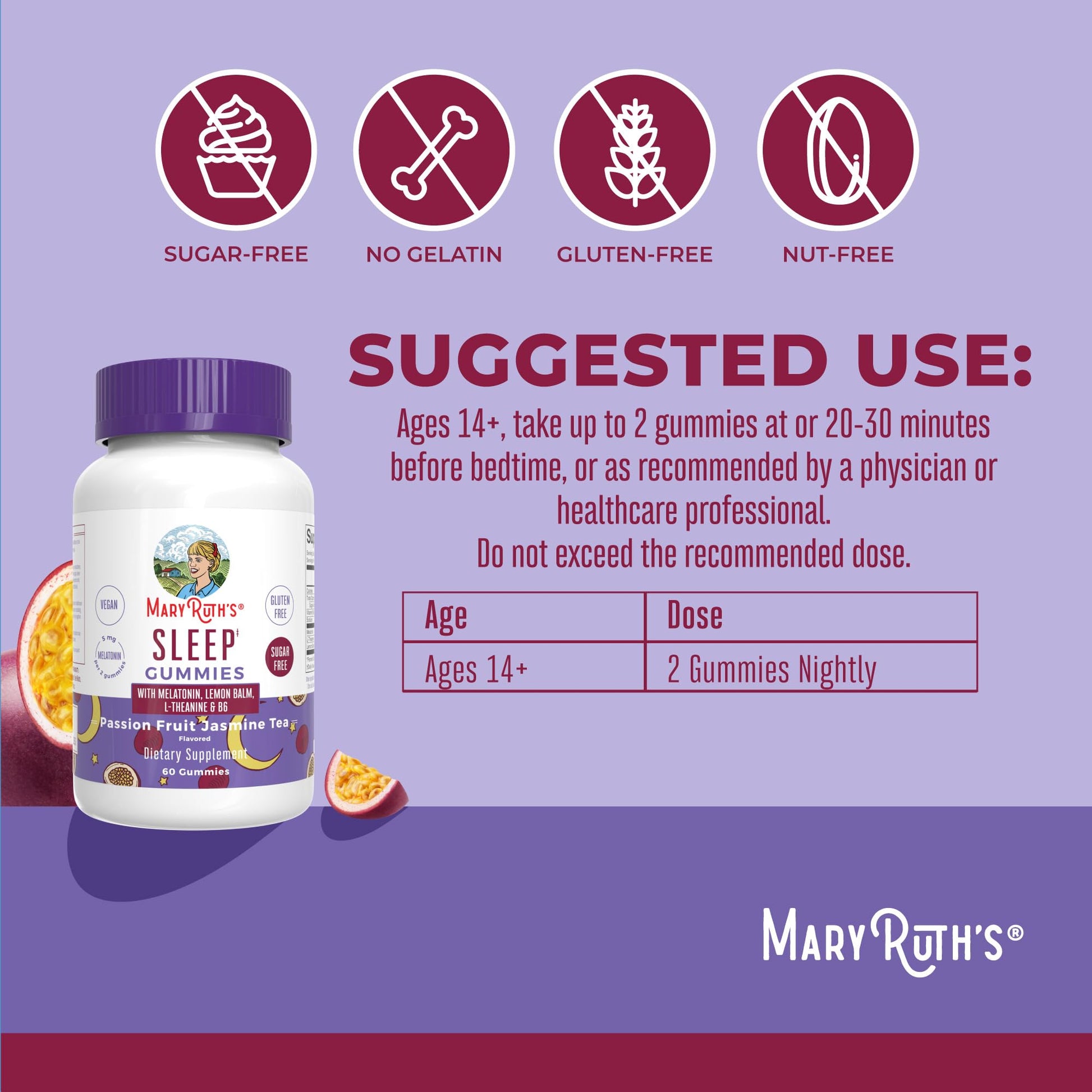 MaryRuth Organics Melatonin 5mg Sleep Gummy with L-Theanine | Lemon Balm | Vitamin B6 | Sugar-Free | Relaxation | Vegan | Non-GMO | Gluten Free | 60 Count MARYRUTH'S uk supplements
