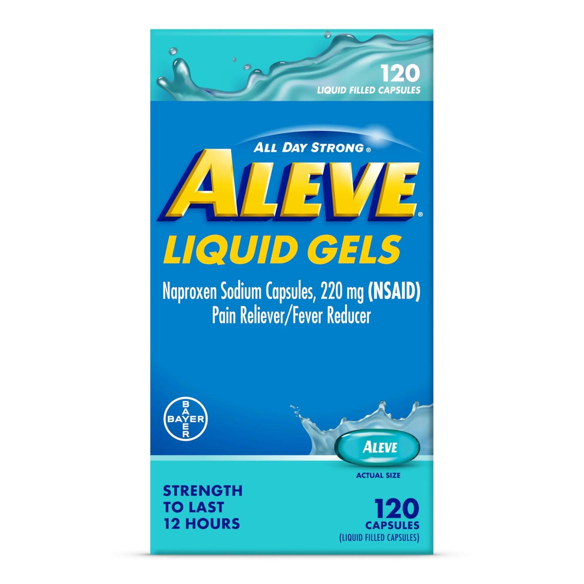 Aleve Liquid Capsules, Naproxen Sodium Capsules 220 mg (NSAID), Pain Reliever/Fever Reducer, Fast Pain Relief, 120 Count Aleve uk supplements