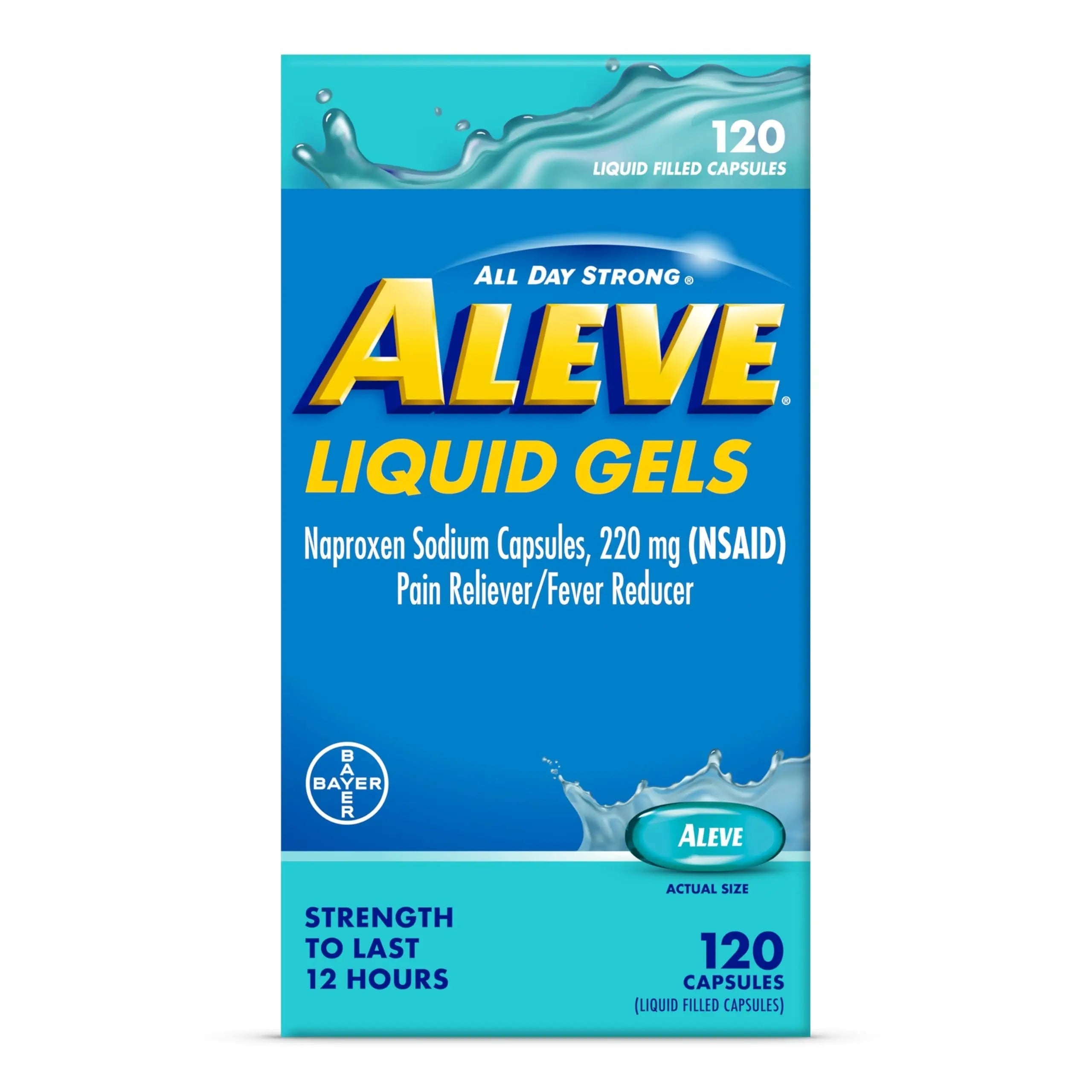 Aleve Liquid Capsules, Naproxen Sodium Capsules 220 mg (NSAID), Pain Reliever/Fever Reducer, Fast Pain Relief, 120 Count Aleve uk supplements