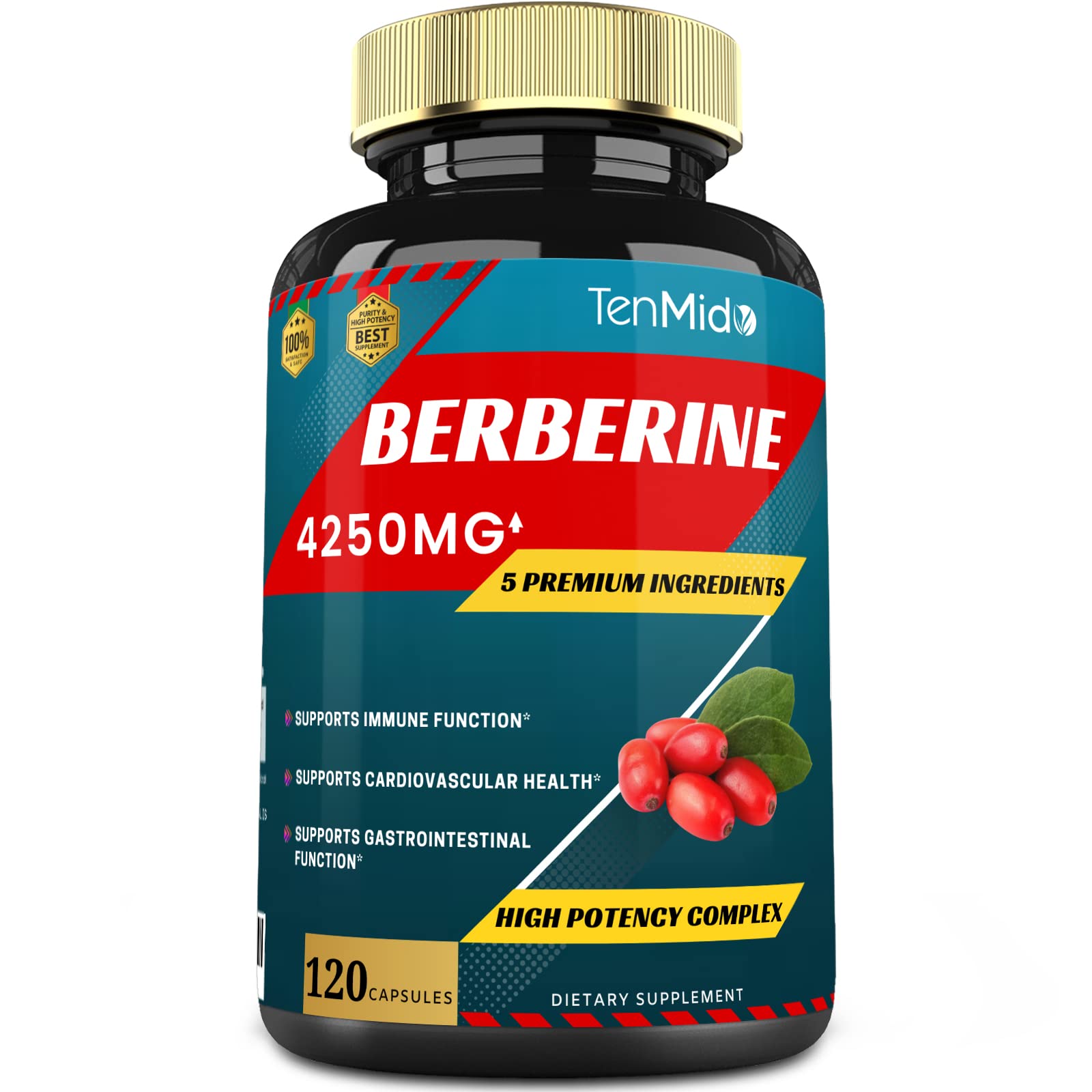 Berberine Extract Capsules 4250mg, 4 Months Supply & Ceylon, Milk Thistle, Turmeric Tenmido uk supplements