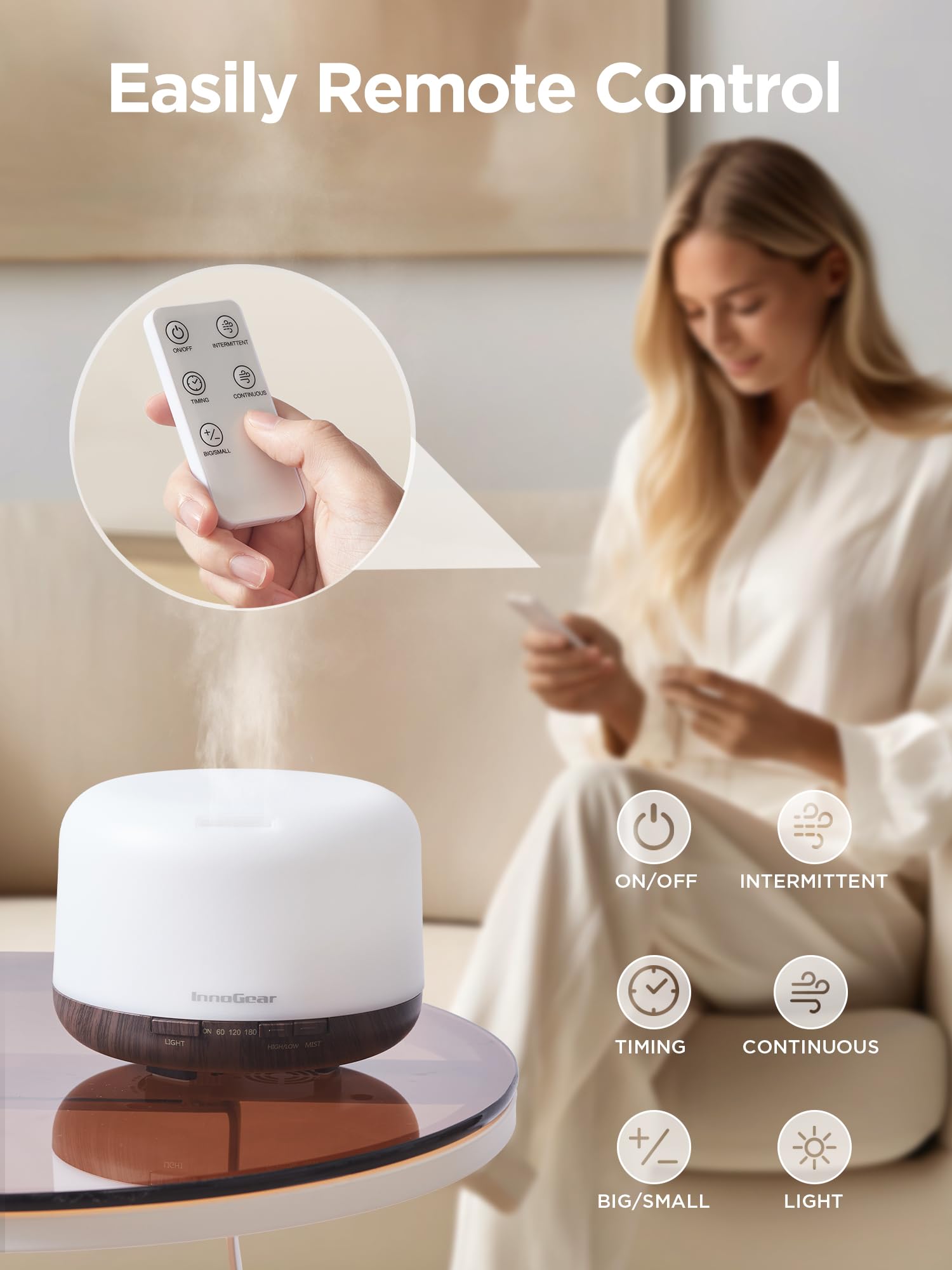 InnoGear 500ml Essential Oil Diffuser with Remote Control, Premium Ultrasonic Aromatherapy InnoGear uk supplements