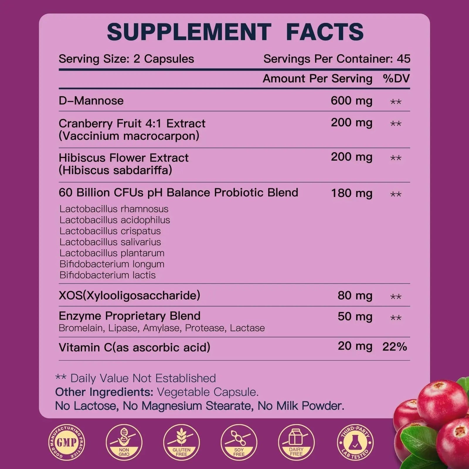 DRFOSTER Urinary Tract Health for Women, Vaginal Probiotics for Women pH Balance with D-Mannose, Cranberry, Probiotics and Prebiotics for Digestive Helath 90 Veggie Capsules DRFOSTER uk supplements