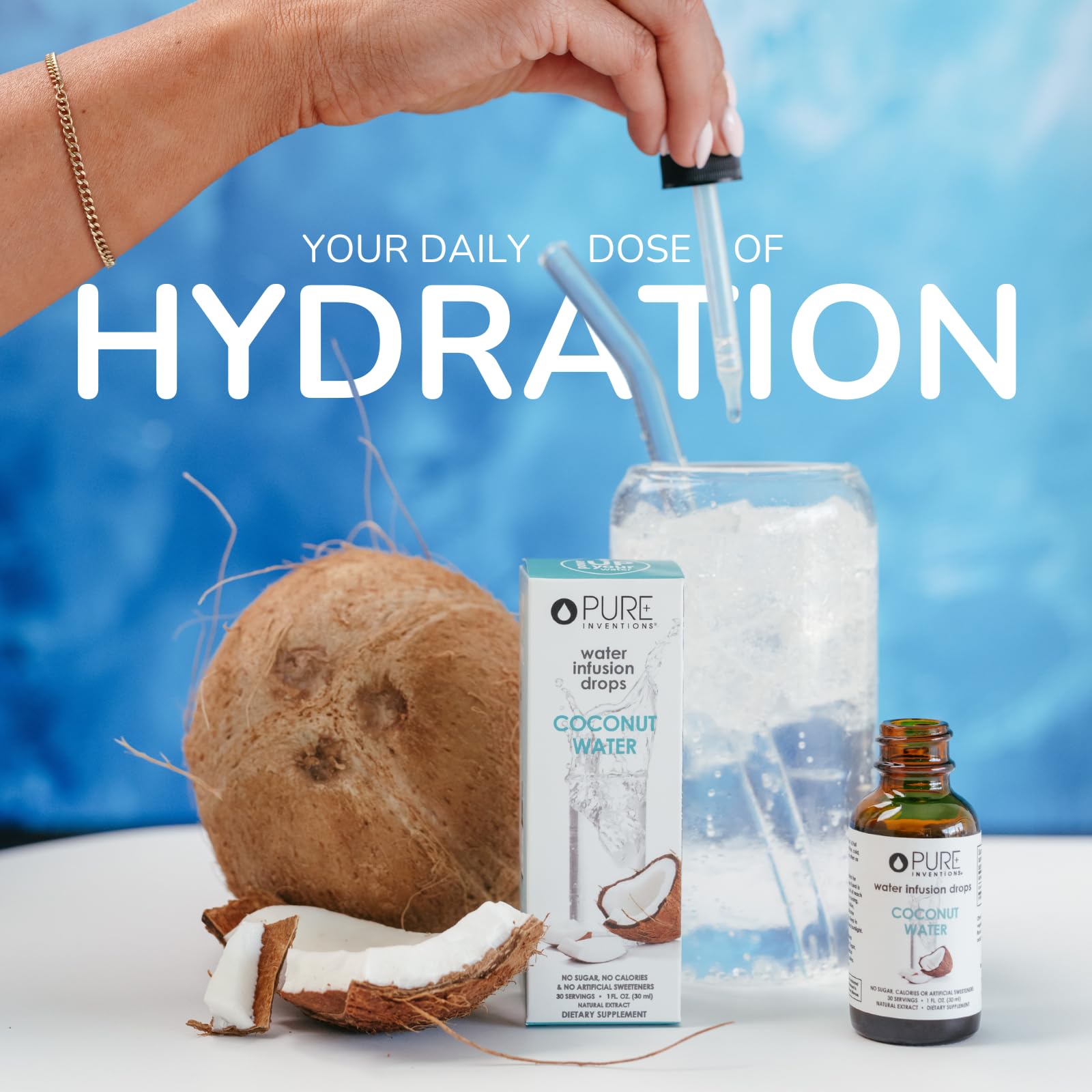 Pure Inventions - Coconut Water Infusion Drops – Electrolytes - Sugar-Free Hydration, Zero Calories, No Artificial Sweeteners, Clean Ingredients, 30 Servings Pure Inventions uk supplements
