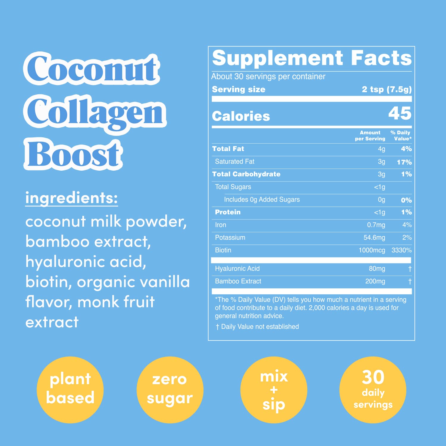GOLDE - Collagen Boost Vegan Creamer - Vanilla Cream - Plant Based Collagen Supplement w/Hyaluronic Acid, Biotin, & Bamboo Extract - Supports Hair, Skin, & Nail Health - 30 Servings GOLDE uk supplements