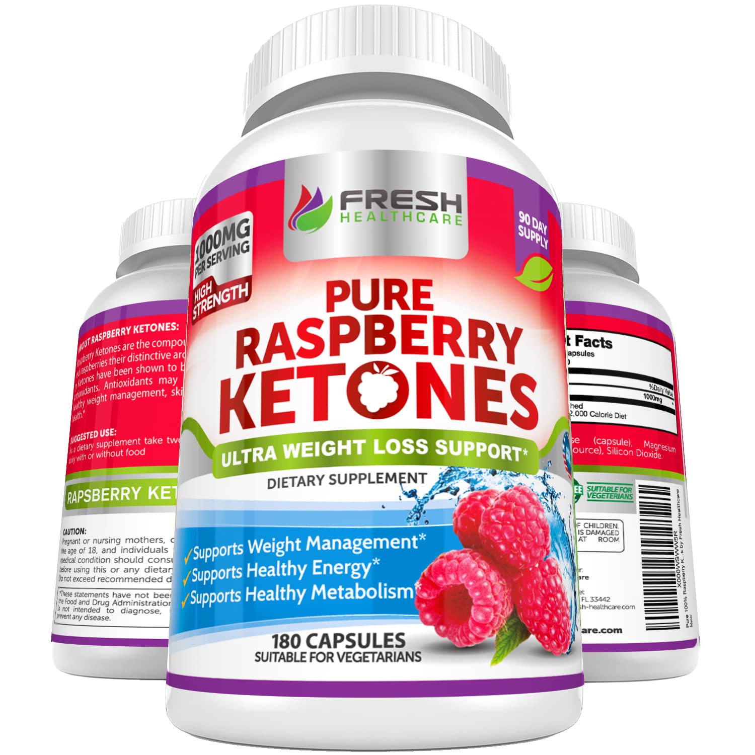FRESH HEALTHCARE Pure 100% Raspberry Ketones Max 1000mg Per Serving - 3 Month FRESH HEALTHCARE uk supplements