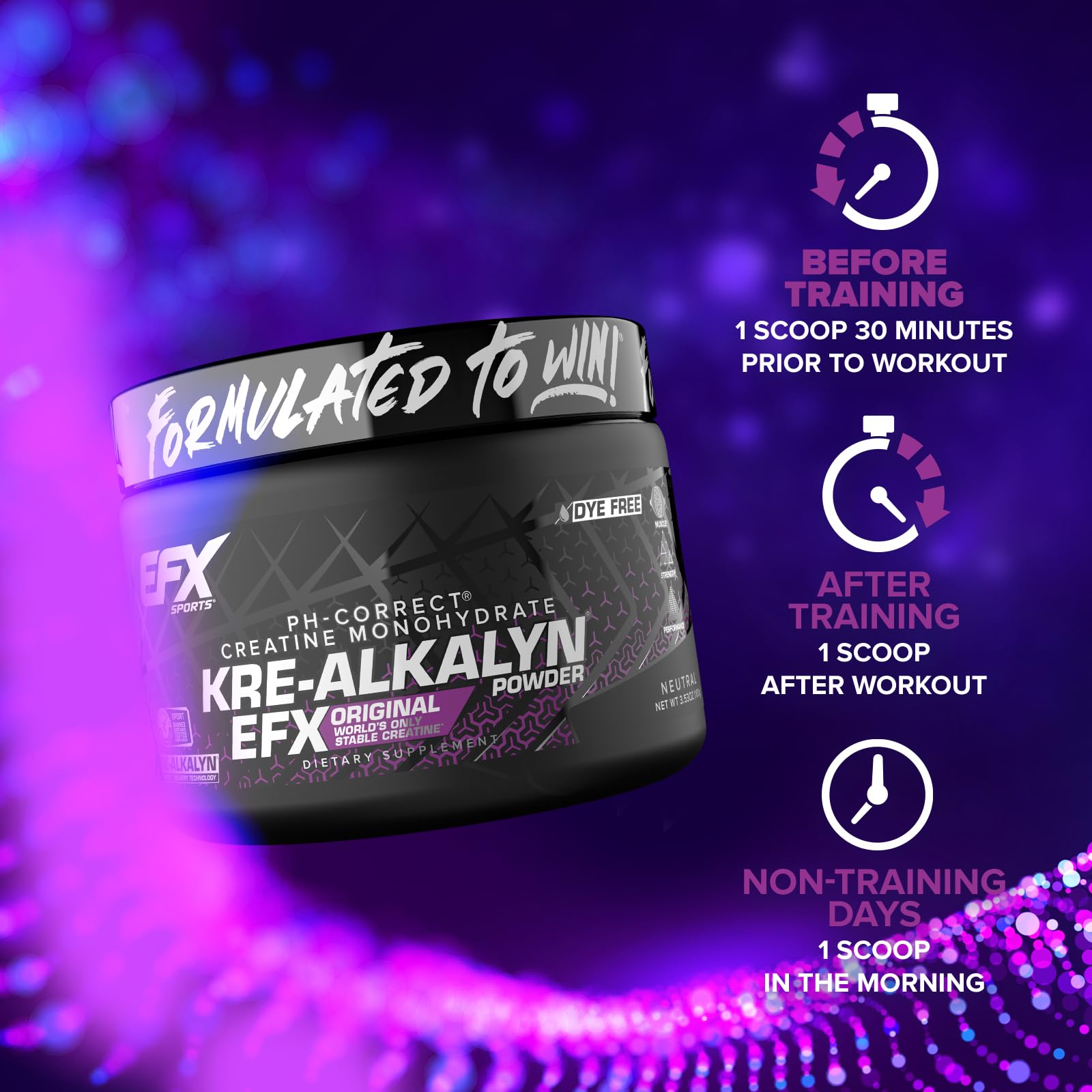 EFX Sports Kre-Alkalyn EFX Powder | pH Correct Creatine Monohydrate Powder Supplement | Strength, Muscle Growth & Performance | 66 Servings (Unflavored) EFX Sports uk supplements