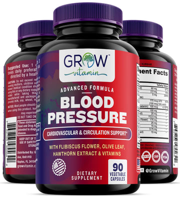 grow vitamin Blood Pressure Formula - Herbal Blend, Non-GMO, Gluten-Free - 90 Capsules grow vitamin uk supplements
