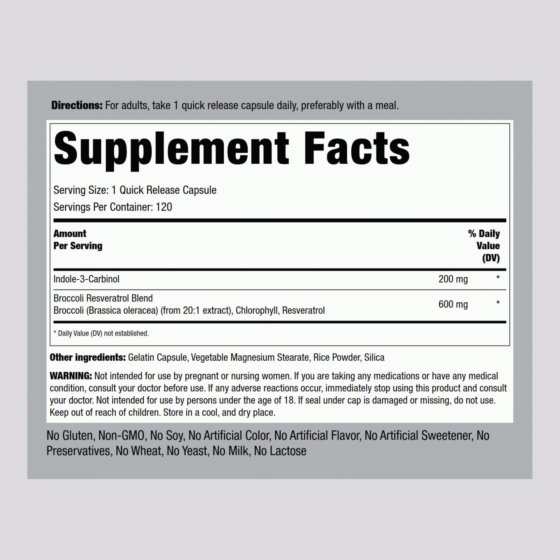 Piping Rock Indole 3 Carbinol | 200mg | 120 Capsules | I3C with Broccoli Extract | Non-GMO, Gluten Free Supplement Piping Rock uk supplements