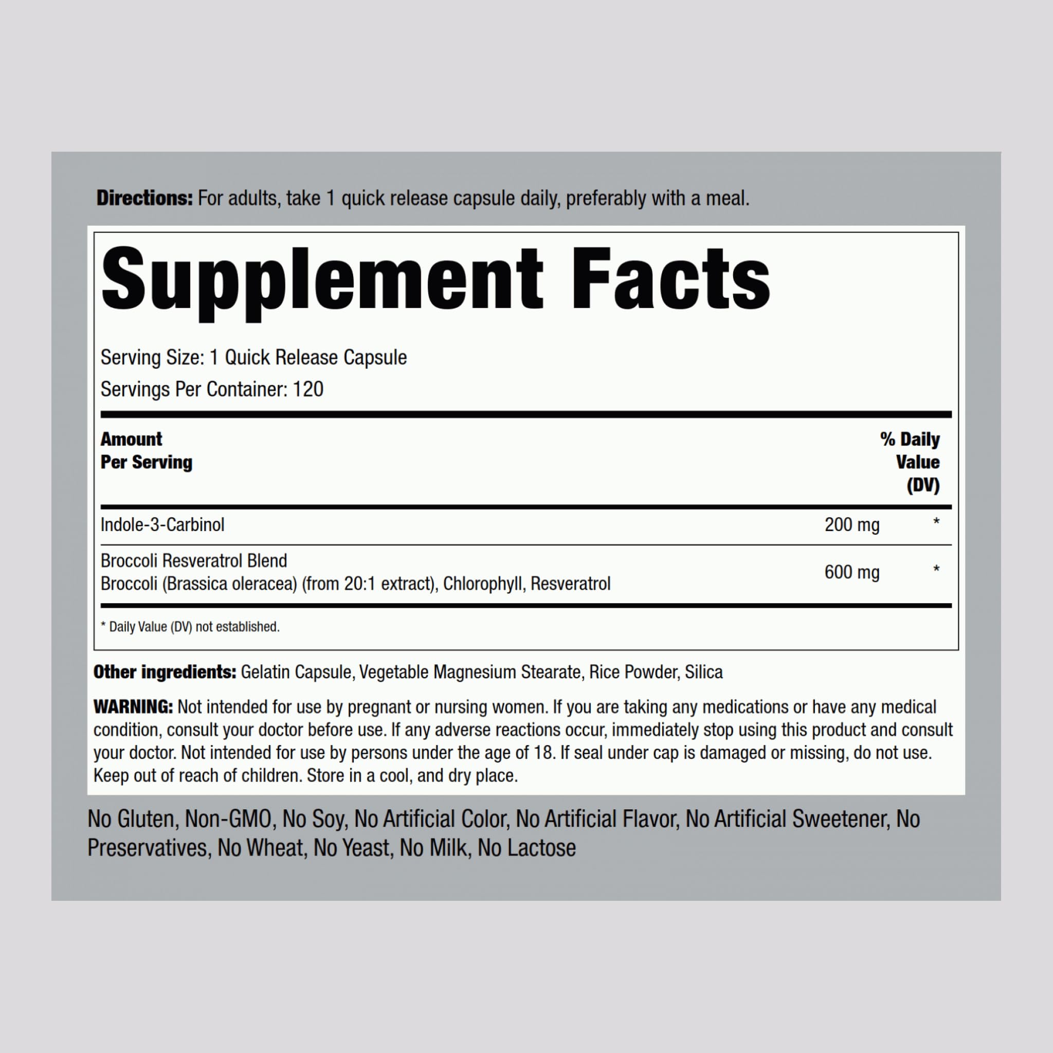 Piping Rock Indole 3 Carbinol | 200mg | 120 Capsules | I3C with Broccoli Extract | Non-GMO, Gluten Free Supplement Piping Rock uk supplements