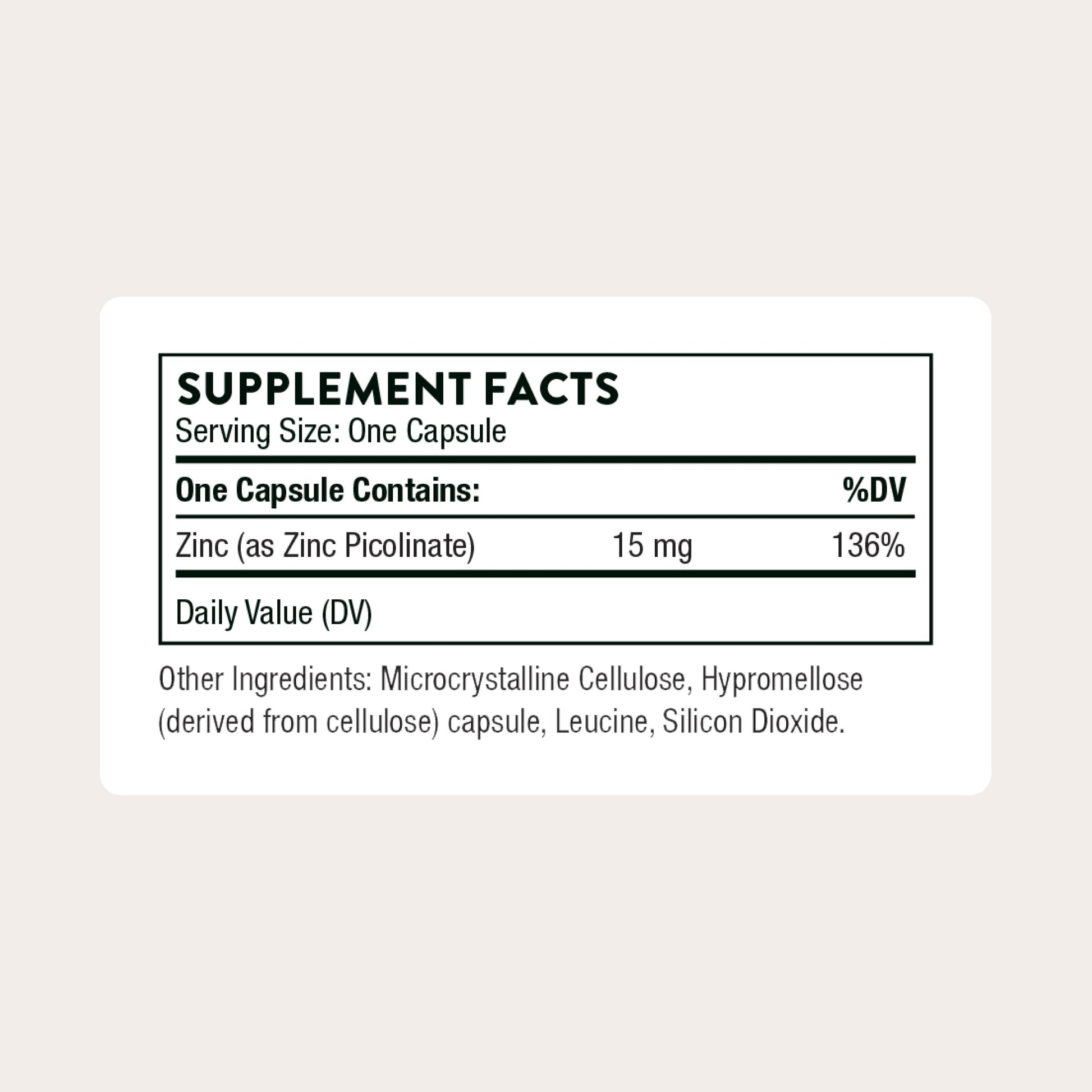 THORNE - Zinc Picolinate 15mg - Highly Absorbable Zinc Supplement - Supports Wellness, Immune System, Eye, Skin, and Reproductive Health* - Gluten-Free, Soy-Free, Dairy-Free - 60 Capsules THORNE uk supplements
