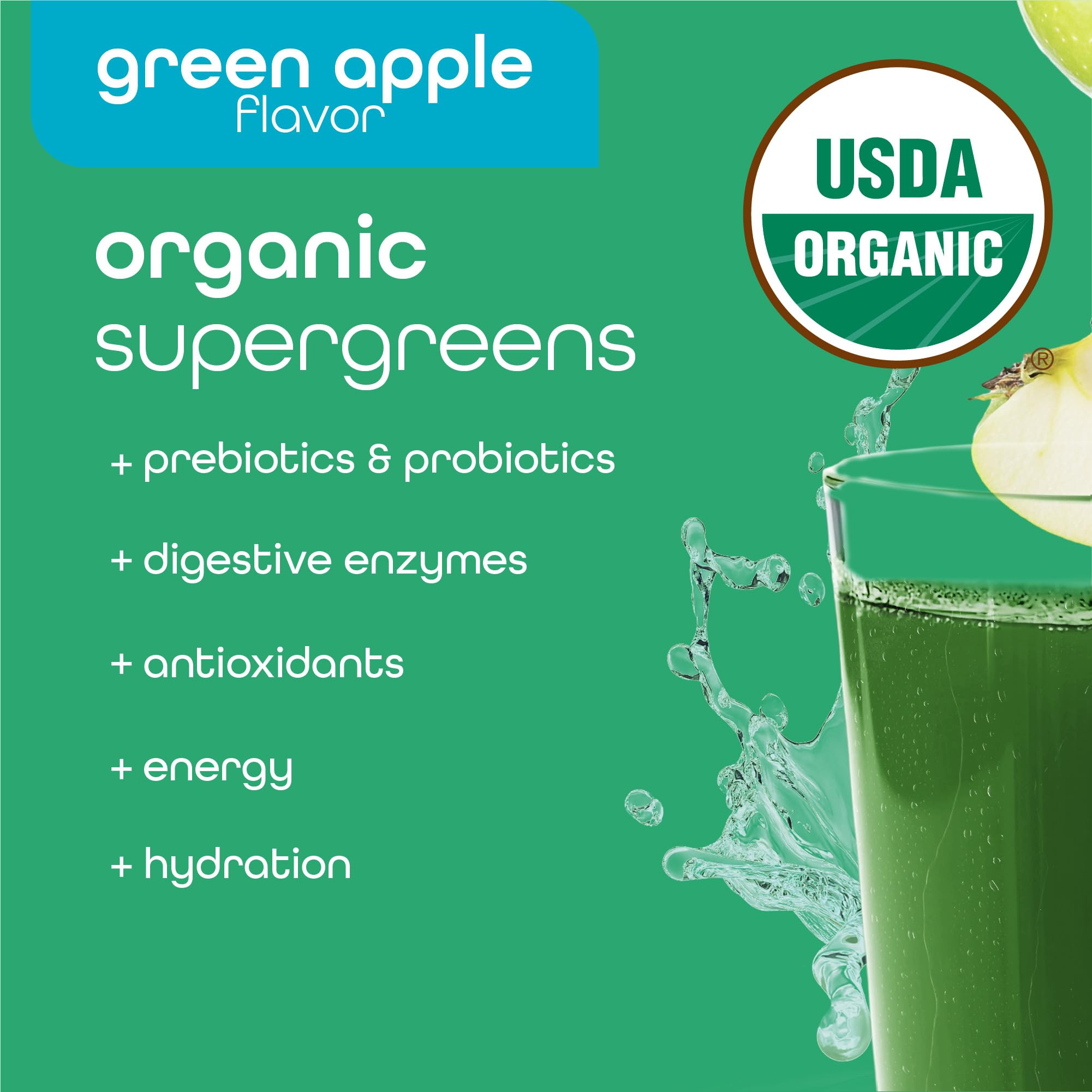 Zena Nutrition Organic Super Greens Energy & Hydration Powder, 70+ Superfoods, 0 Sugar, 5G Fiber, Spirulina, Chlorella, Prebiotics/Probiotics, Natural Caffeine + Electrolytes, 40 Drink Mix Packets Zena Nutrition uk supplements