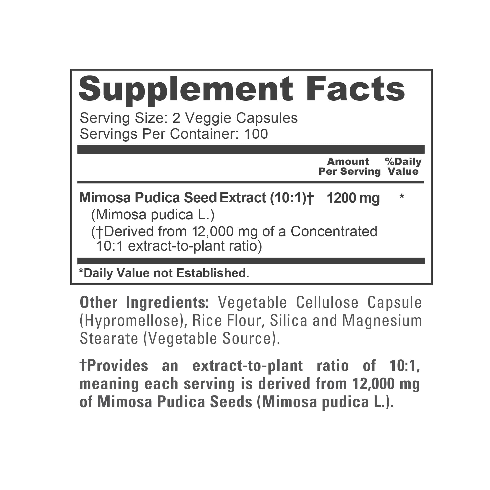 NusaPure Mimosa Pudica Seed 10:1 Extract, 1200 mg Equivalent to 12,000 mg 200 Veg Capsules (Non-GMO, Vegan) NusaPure uk supplements