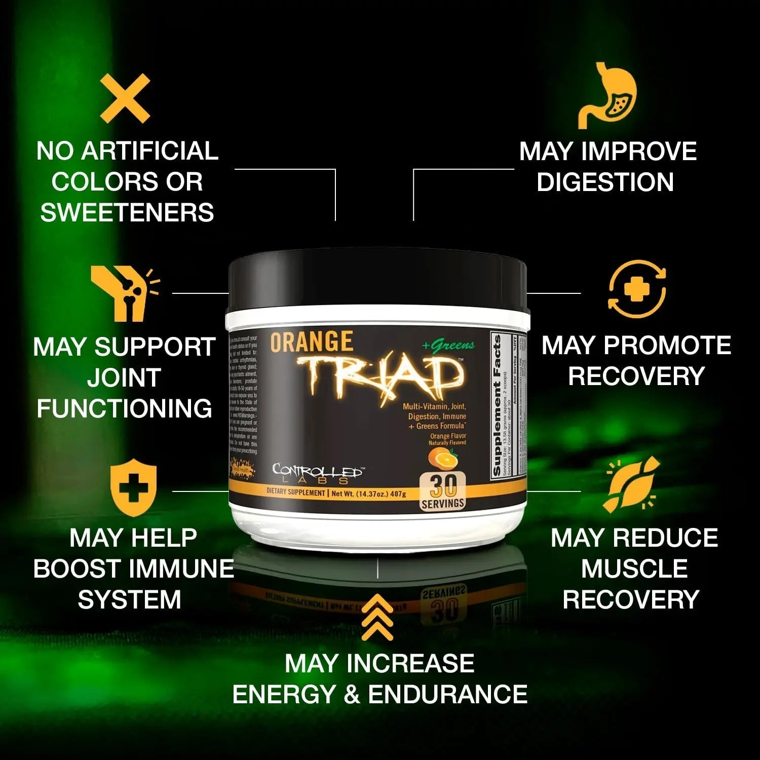 CONTROLLED LABS Orange Triad Plus Greens for Men and Women, 30 Servings Iron Free Sports Supplement for Overall Health CONTROLLED LABS uk supplements