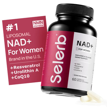 NAD+ Supplement for Women - NMN Alternative with β-NAD+, Trans-Resveratrol, CoQ10, D-Ribose - Promotes Cellular Renewal, Energy, and Radiant Skin Health - 60 Capsules Advanced Selerb uk supplements