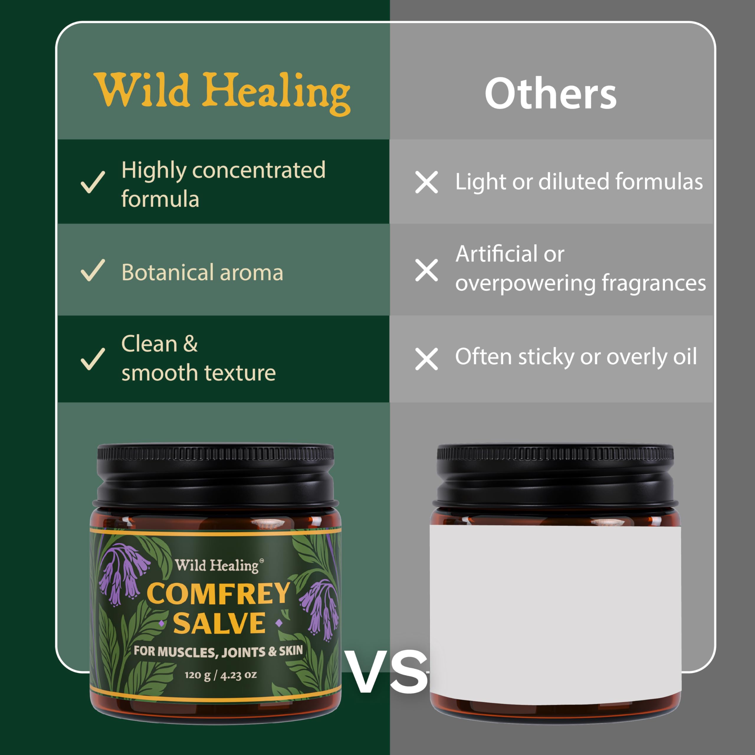 Wild Healing Comfrey Salve – Concentrated Herbal Balm with Arnica, Magnesium & MSM – Soothing Botanical Cream for Joints, Muscles & Dry Skin – 4.23 oz Wild Healing uk supplements