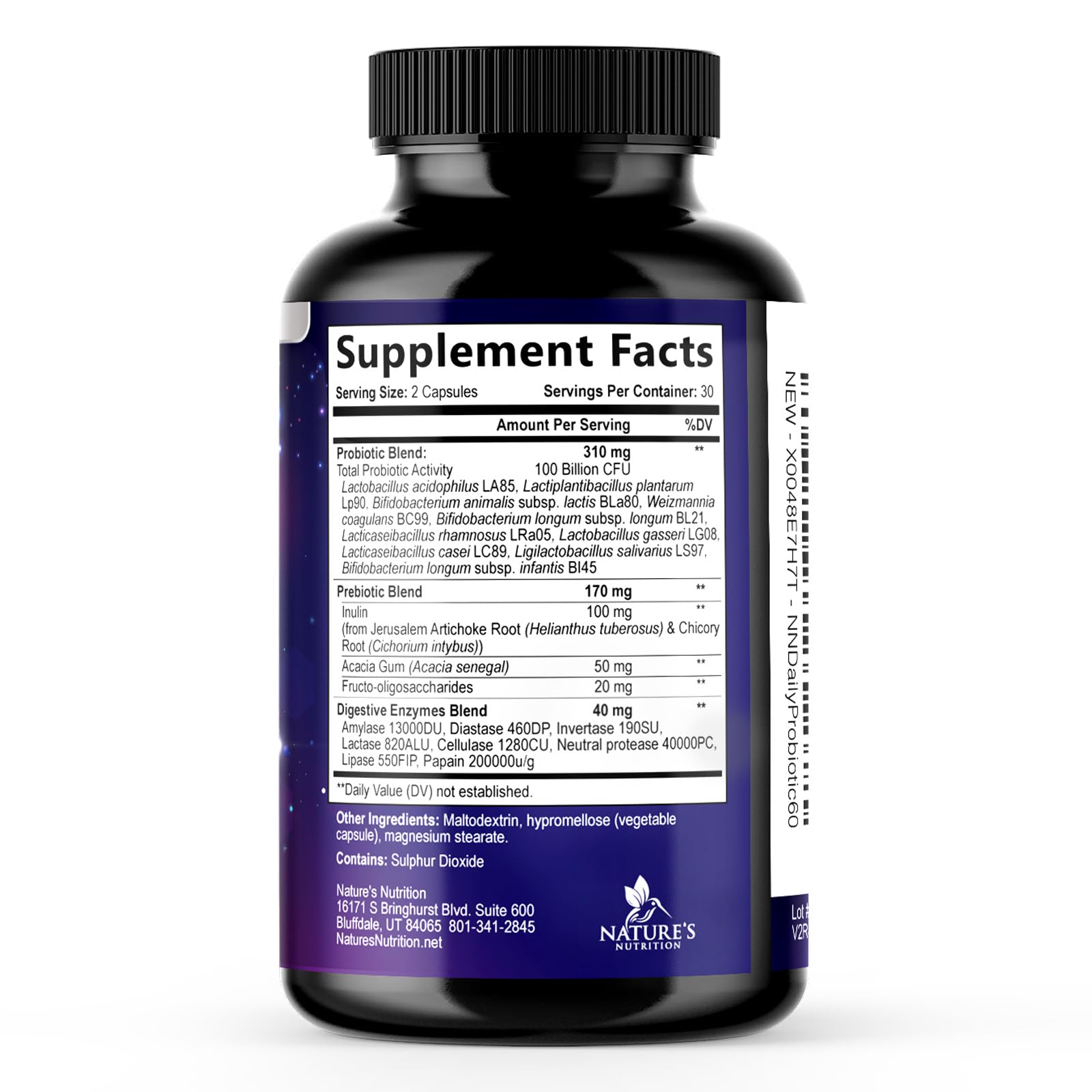 Probiotics 100 Billion CFU Per Serving - 10 Probiotic Strains & Prebiotics - Digestive Gut Health, Immune Support & Occasional Constipation, Gas & Bloating - Daily Supplement For Adults - 60 Capsules Nature's Nutrition uk supplements