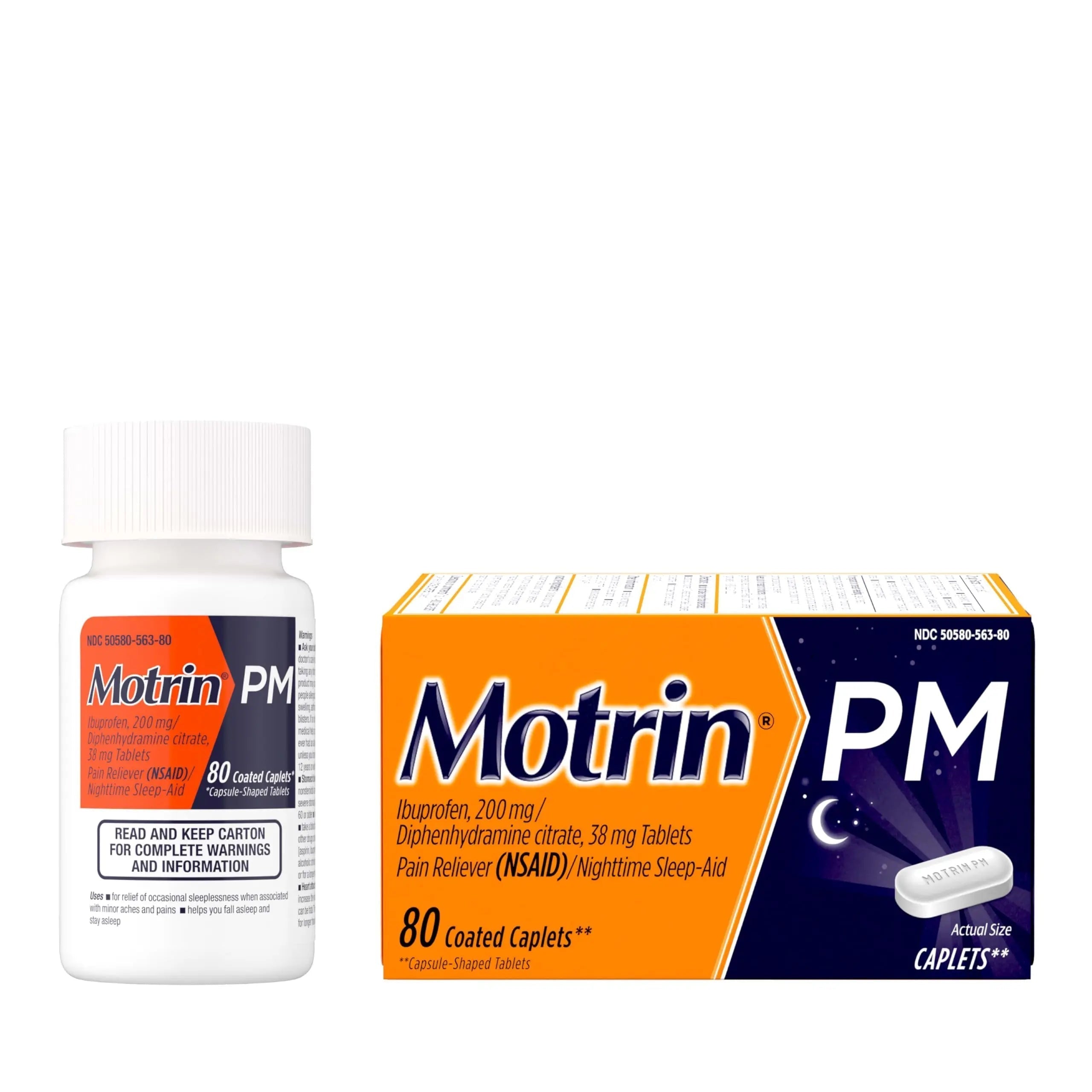 Motrin PM Caplets with 200 mg Ibuprofen & 38 mg Diphenhydramine Sleep Aid, Nighttime Pain Reliever for Minor Aches & Pains, Bulk, 80 ct Motrin uk supplements
