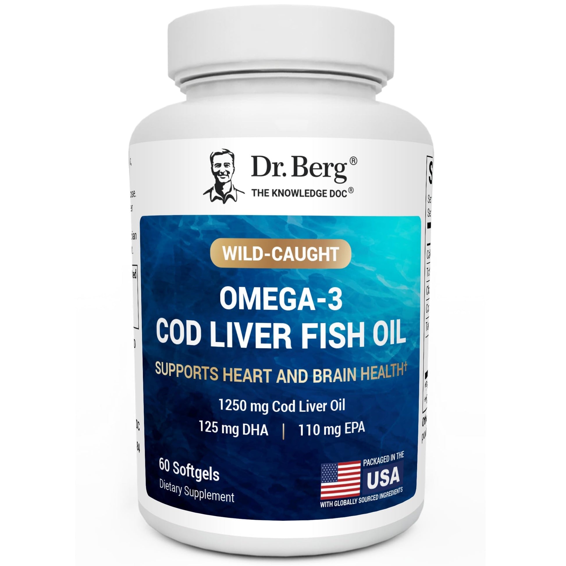 Dr. Berg Omega-3 Cod Liver Fish Oil 60 Softgels – Wild-Caught Icelandic Cod – Omega 3 EPA & DHA – Heart, Brain, Immune & Eye Support* – Lemon Flavor – 4X Lab-Tested – Non-GMO, No Fillers Dr. Berg Nutritionals uk supplements