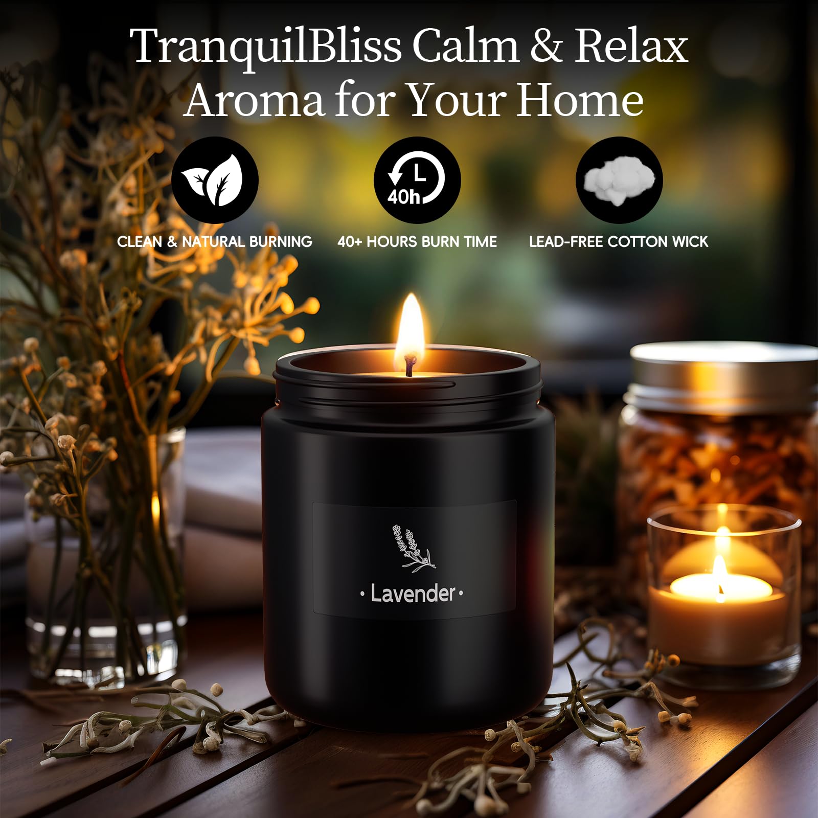 2 Pack Scented Candles for Home Scented, Strong Fragranced Aromatherapy Candles - 6 Oz TranquilBliss uk supplements