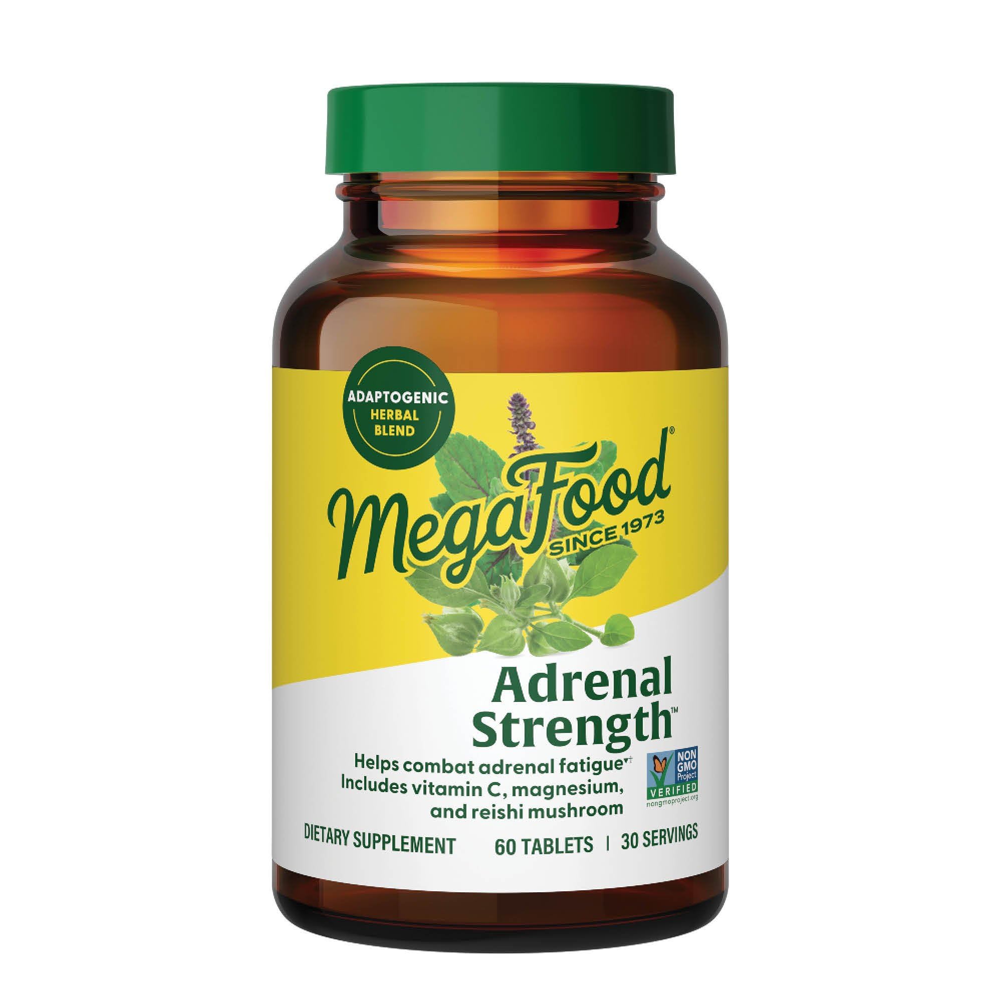 MegaFood Adrenal Strength - Adrenal Support Supplements with Ashwagandha and Magnesium Glycinate, Vitamin C, Holy Basil, Astragalus, Reduces Cortisol Levels - Vegetarian - 60 Tablets (30 Servings) MegaFood uk supplements