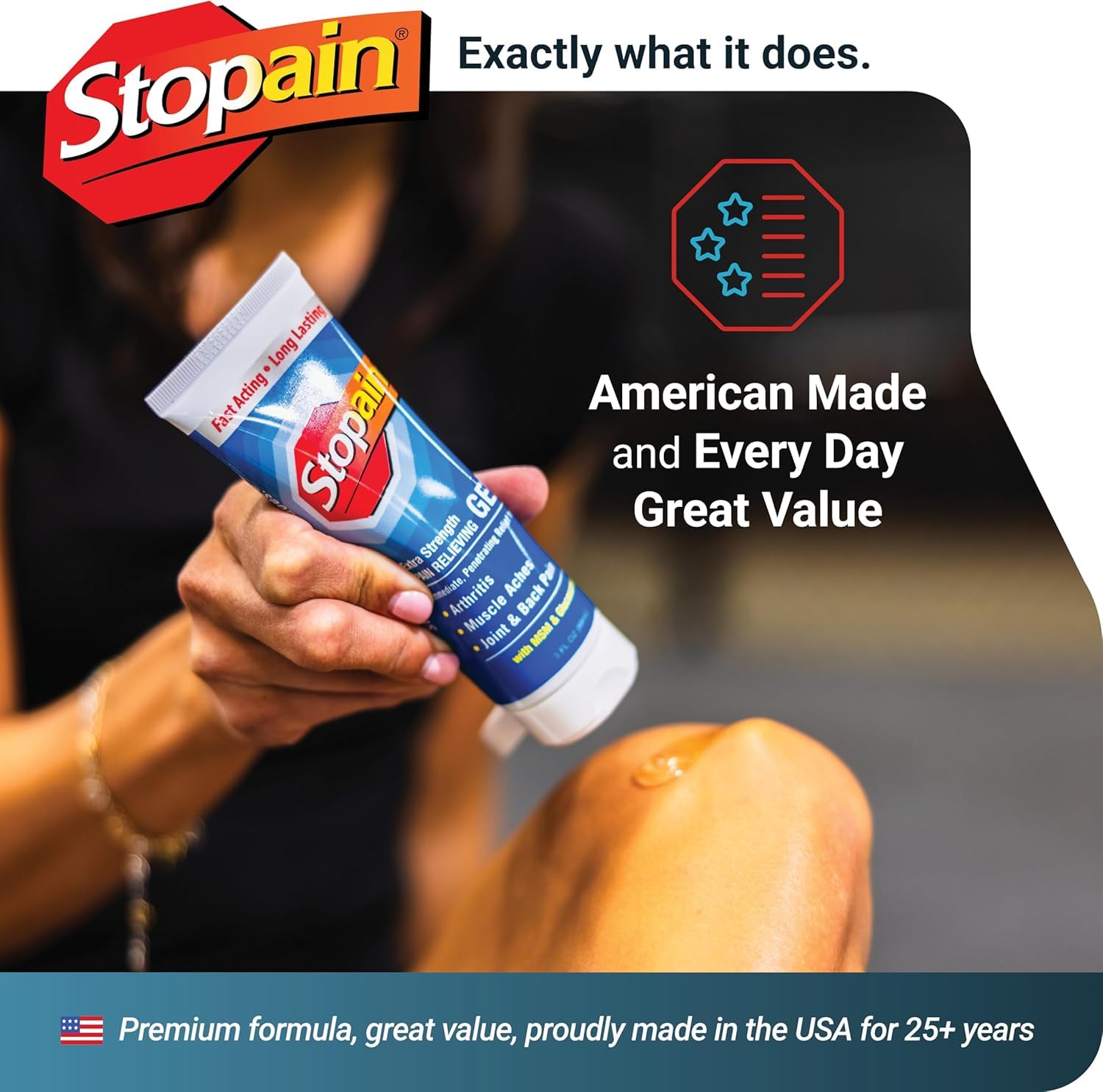 Stopain Pain Relief Gel 3oz USA Made, Max Strength Fast Acting with MSM, Glucosamine, Menthol for Arthritis, Lower Back Sciatica, Knee, Neck, HSA FSA Approved Topical Analgesic Products Stopain uk supplements