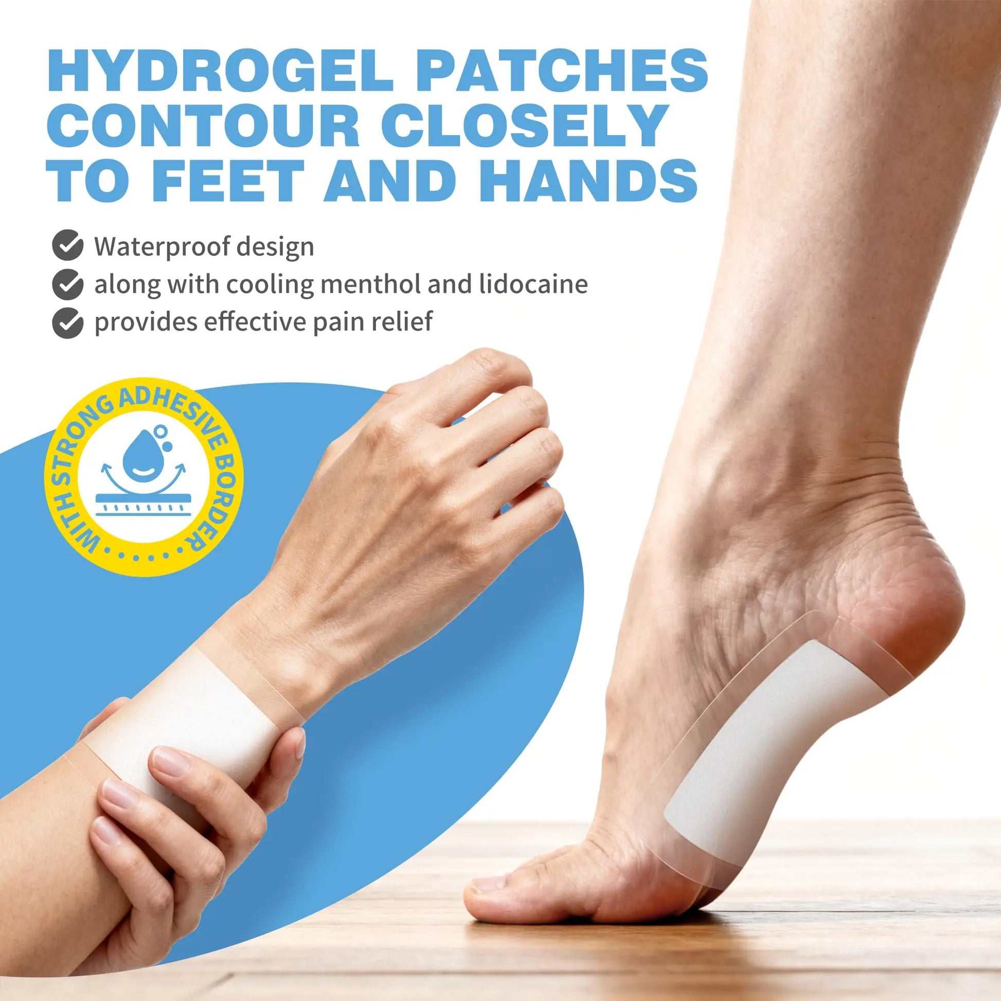 CARELAND Plantar Fasciitis Lidocaine Pain Patches with Hydrogel Technology- Waterproof with Sticky Border, 12 Hour Pain Relief - Contours to Your Foot - 16 Ct CARELAND uk supplements